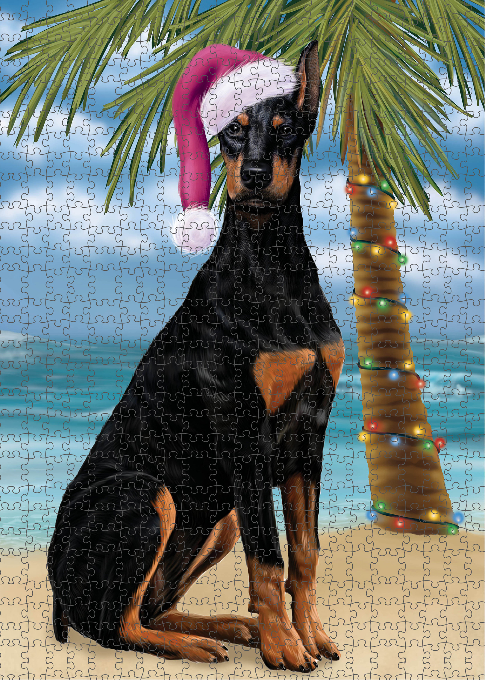 Christmas Doberman Pinscher Dog Photo Jigsaw Interlocking 200 Pcs. Puzzle - Picture 40 of 52