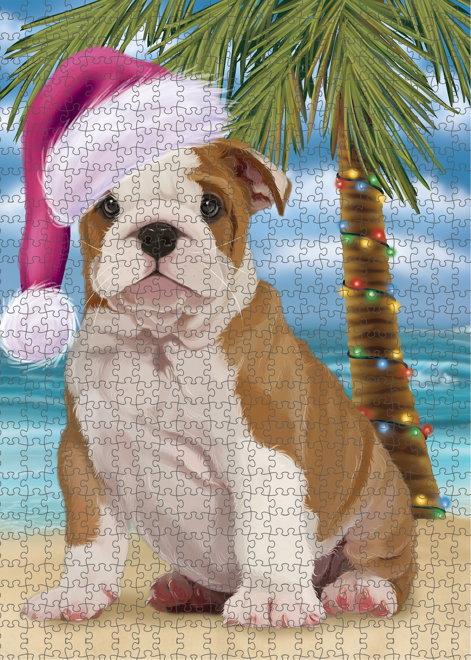 Christmas Bulldog Photo Jigsaw Interlocking 200 Pcs. Puzzle - Picture 48 of 62