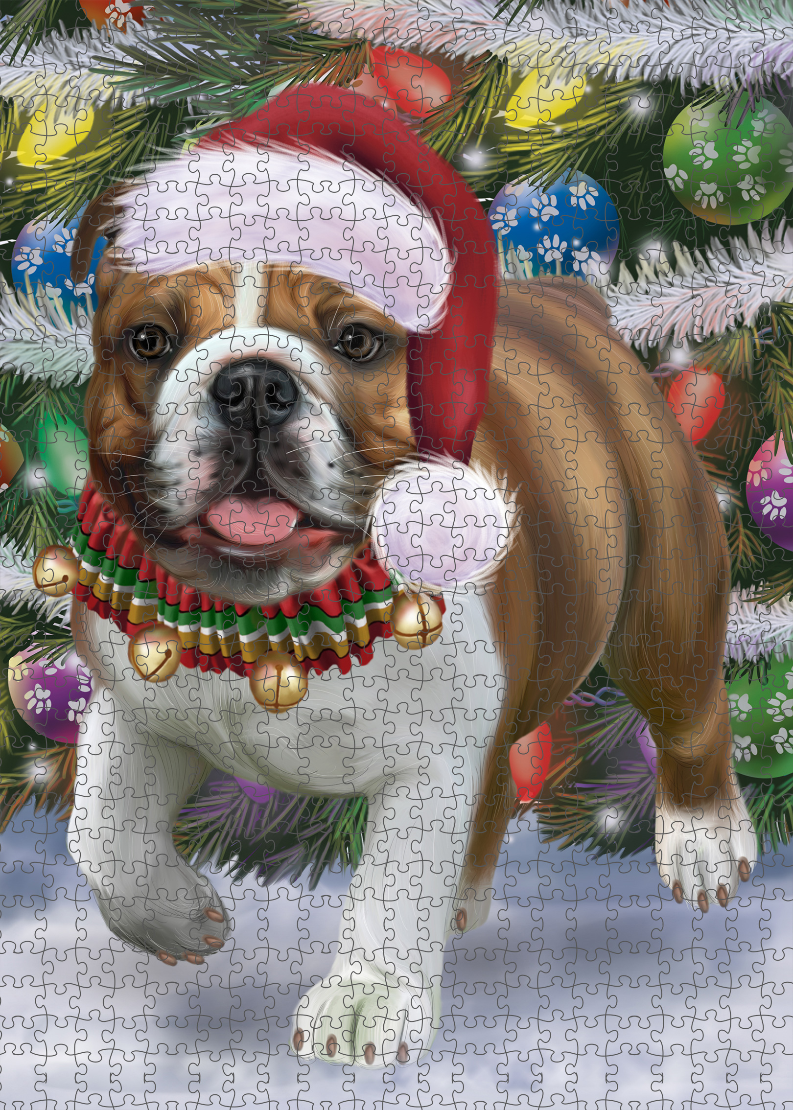 Christmas Bulldog Photo Jigsaw Interlocking 200 Pcs. Puzzle - Picture 51 of 62
