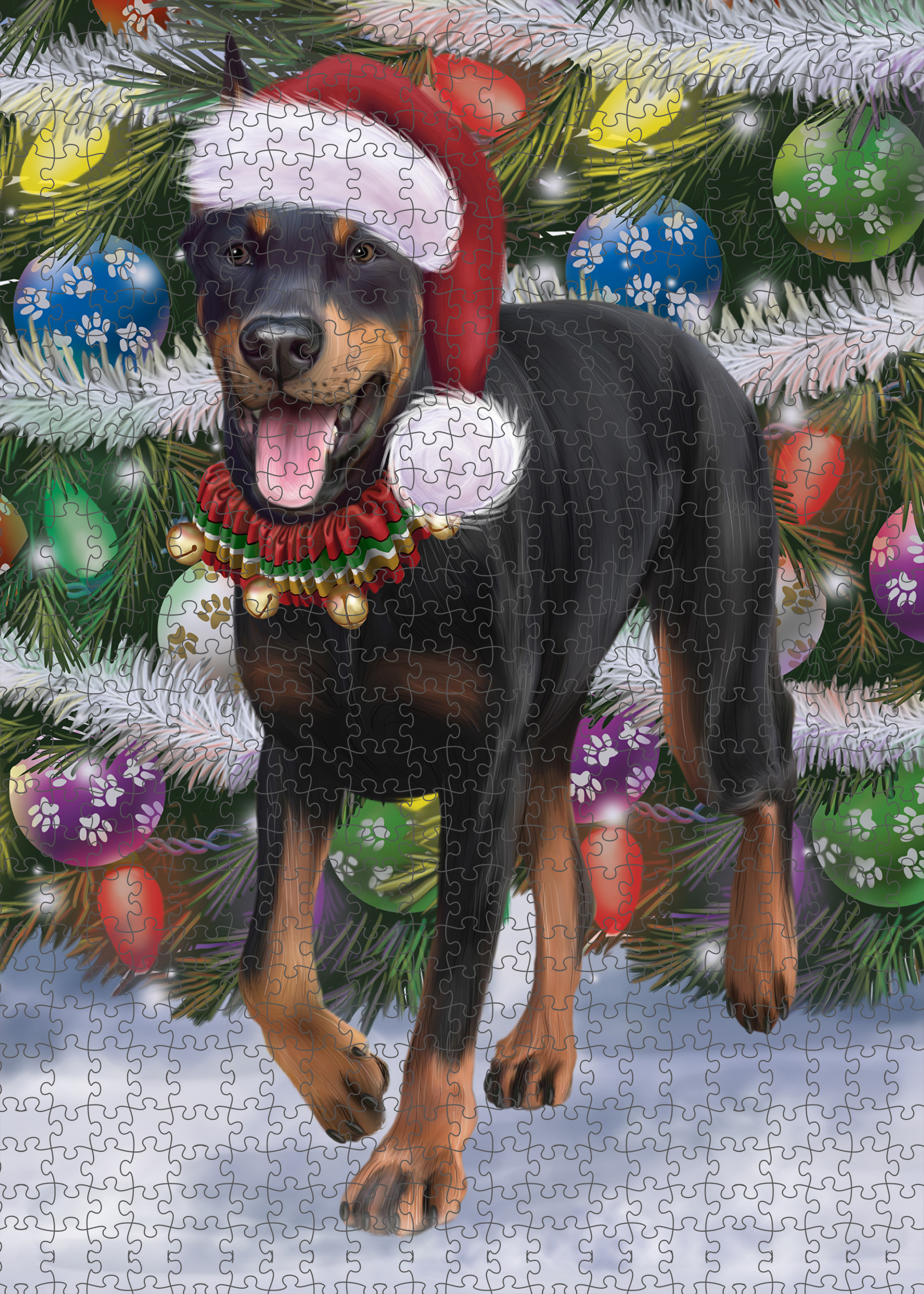 Christmas Doberman Pinscher Dog Photo Jigsaw Interlocking 200 Pcs. Puzzle - Picture 44 of 52