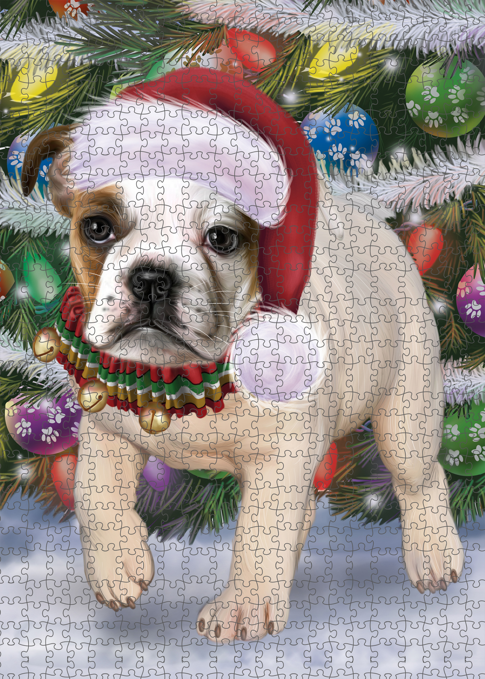 Christmas Bulldog Photo Jigsaw Interlocking 200 Pcs. Puzzle - Picture 52 of 62