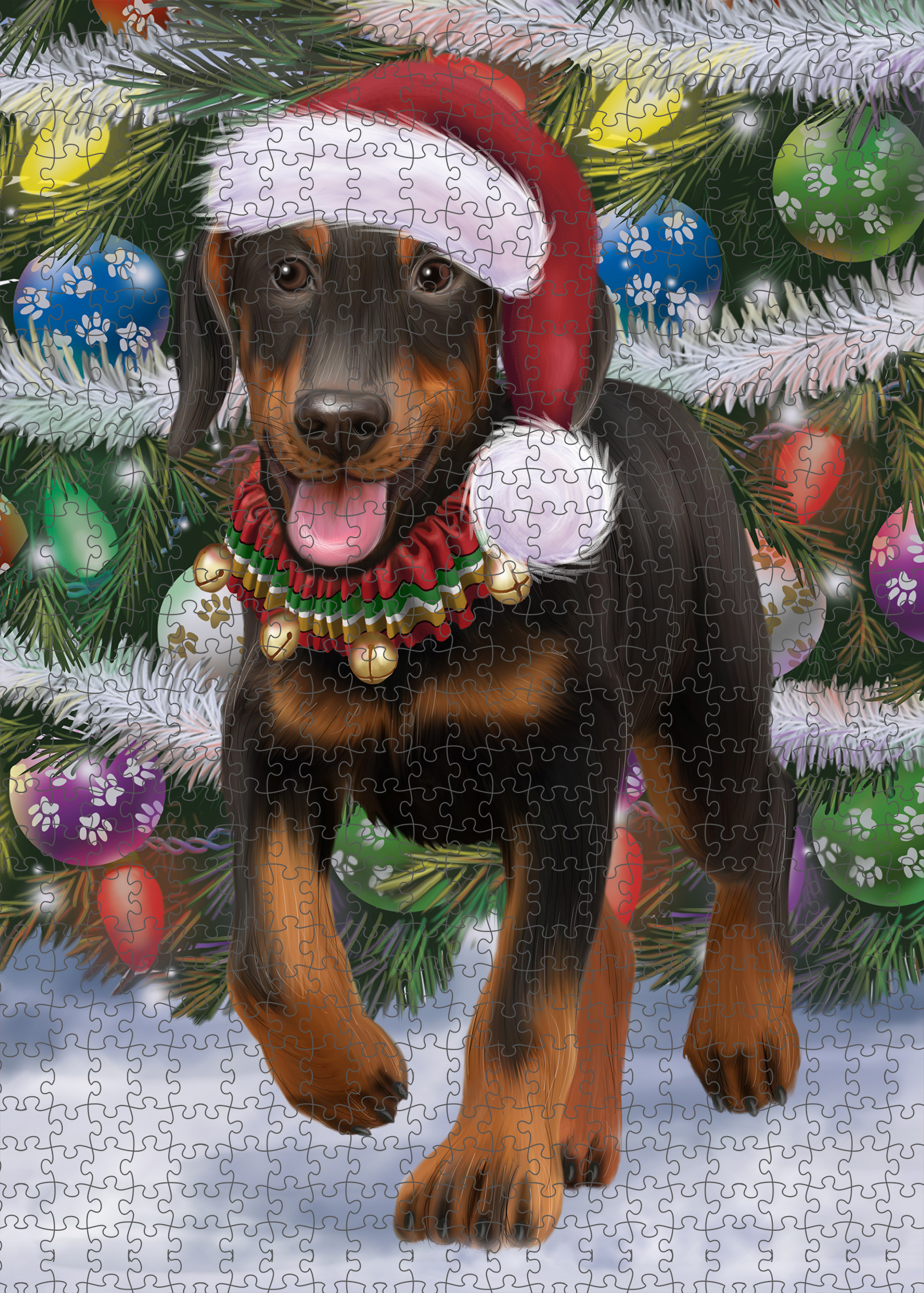 Christmas Doberman Pinscher Dog Photo Jigsaw Interlocking 200 Pcs. Puzzle - Picture 45 of 52