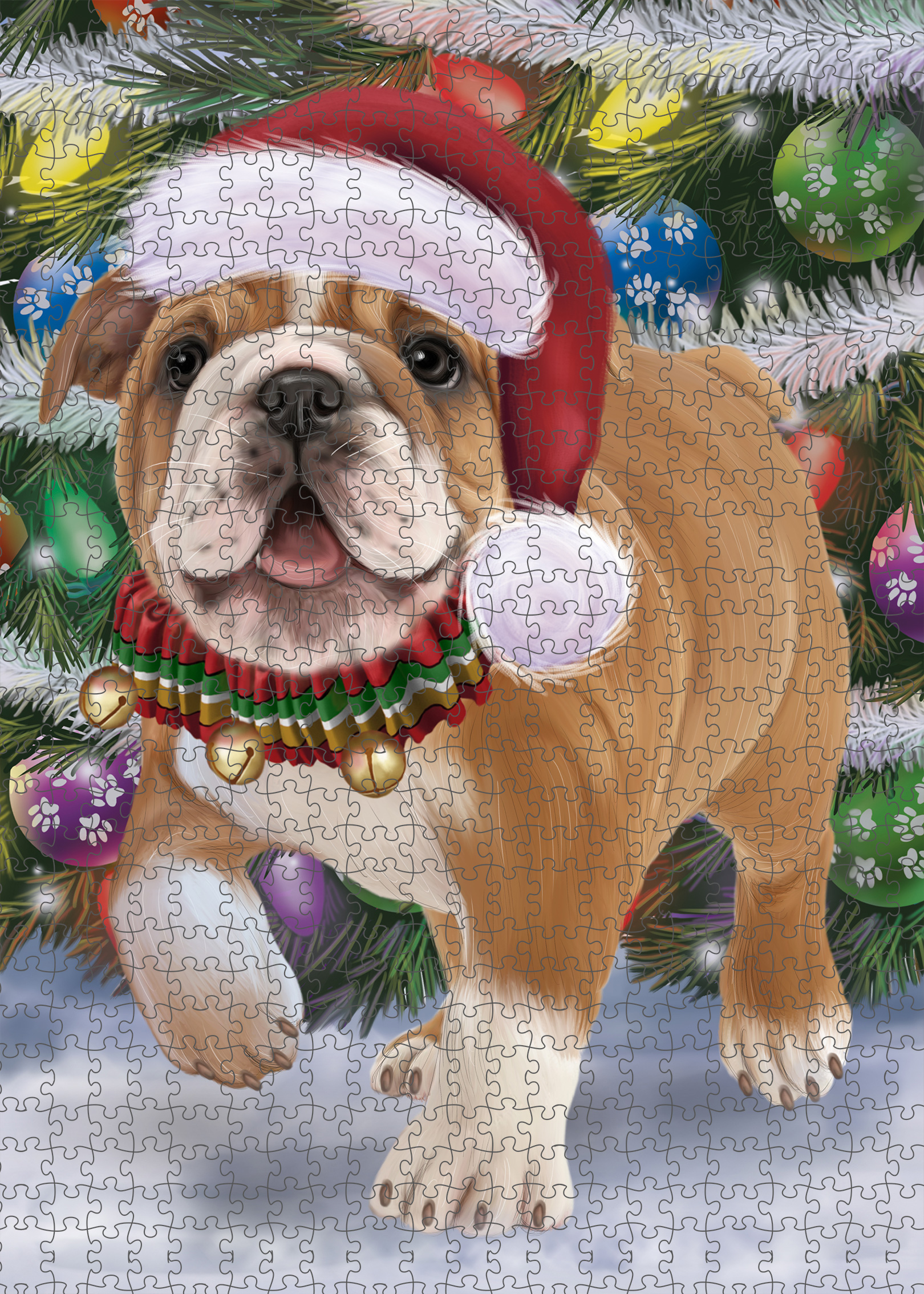 Christmas Bulldog Photo Jigsaw Interlocking 200 Pcs. Puzzle - Picture 53 of 62
