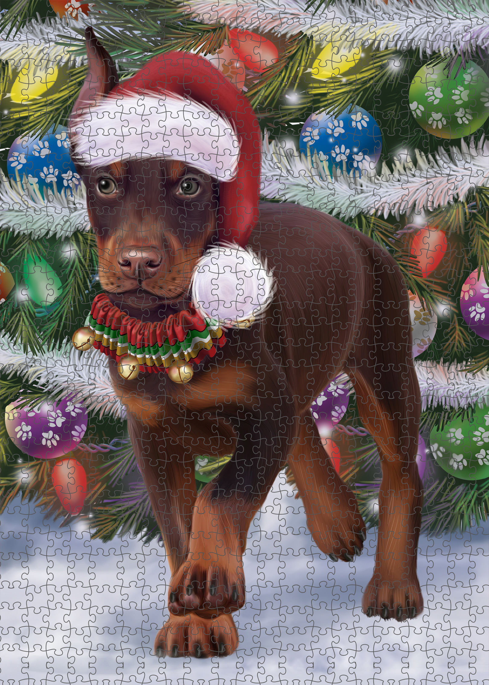 Christmas Doberman Pinscher Dog Photo Jigsaw Interlocking 200 Pcs. Puzzle - Picture 46 of 52