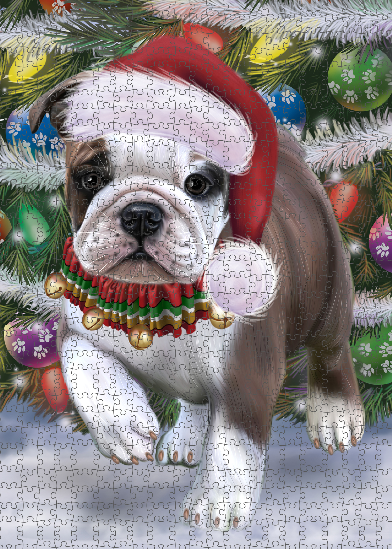 Christmas Bulldog Photo Jigsaw Interlocking 200 Pcs. Puzzle - Picture 54 of 62