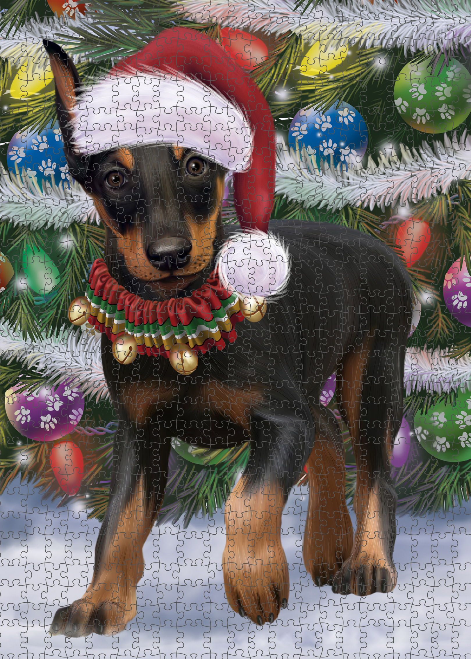 Christmas Doberman Pinscher Dog Photo Jigsaw Interlocking 200 Pcs. Puzzle - Picture 47 of 52