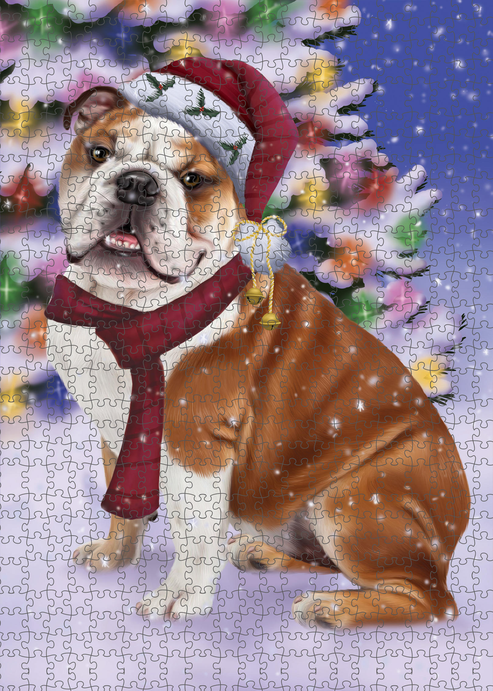 Christmas Bulldog Photo Jigsaw Interlocking 200 Pcs. Puzzle - Picture 56 of 62