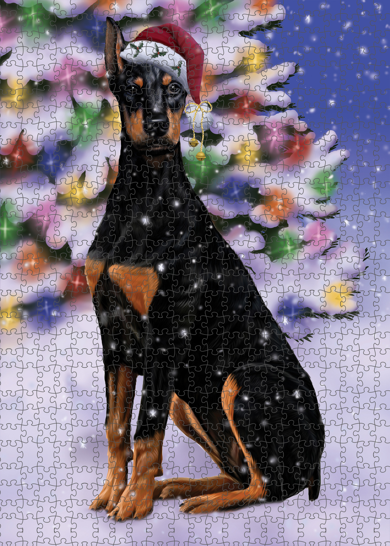 Christmas Doberman Pinscher Dog Photo Jigsaw Interlocking 200 Pcs. Puzzle - Picture 49 of 52