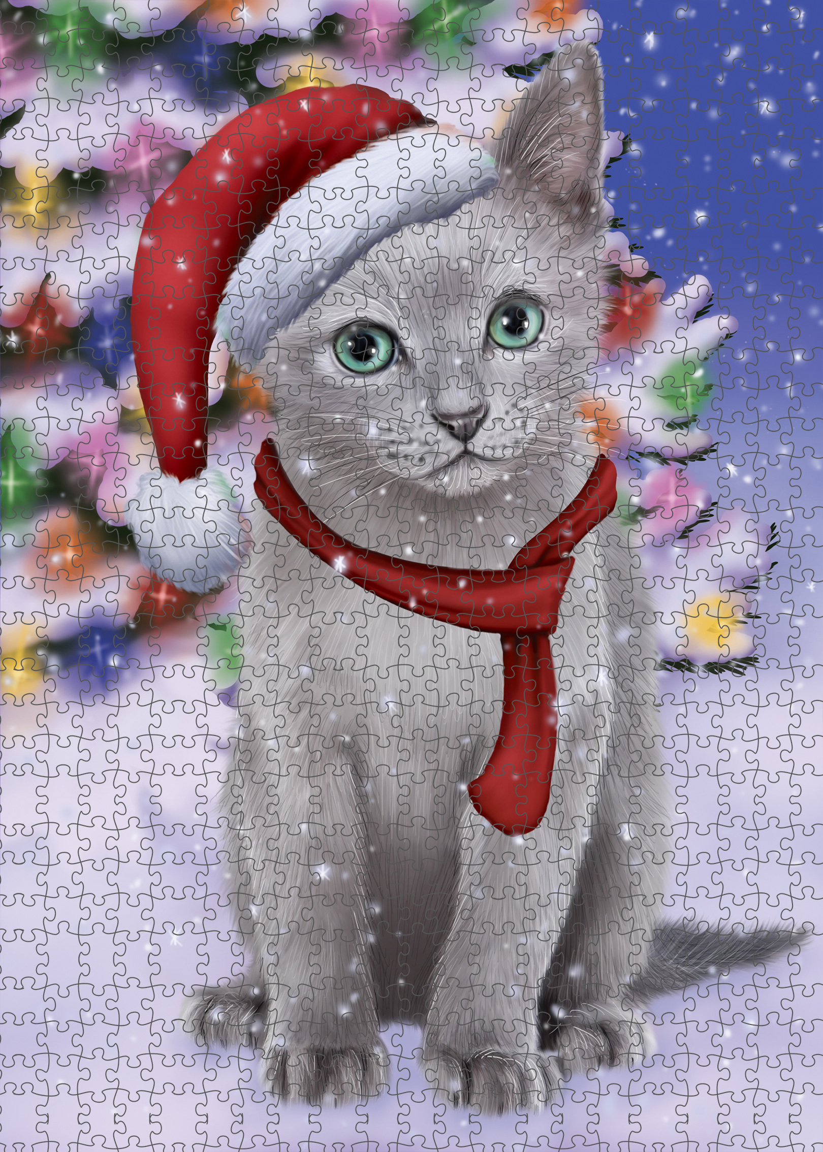 Russian Blue Jigsaw Puzzle for Adults Interlocking Games Christmas Cat Gift NWT - Picture 48 of 49