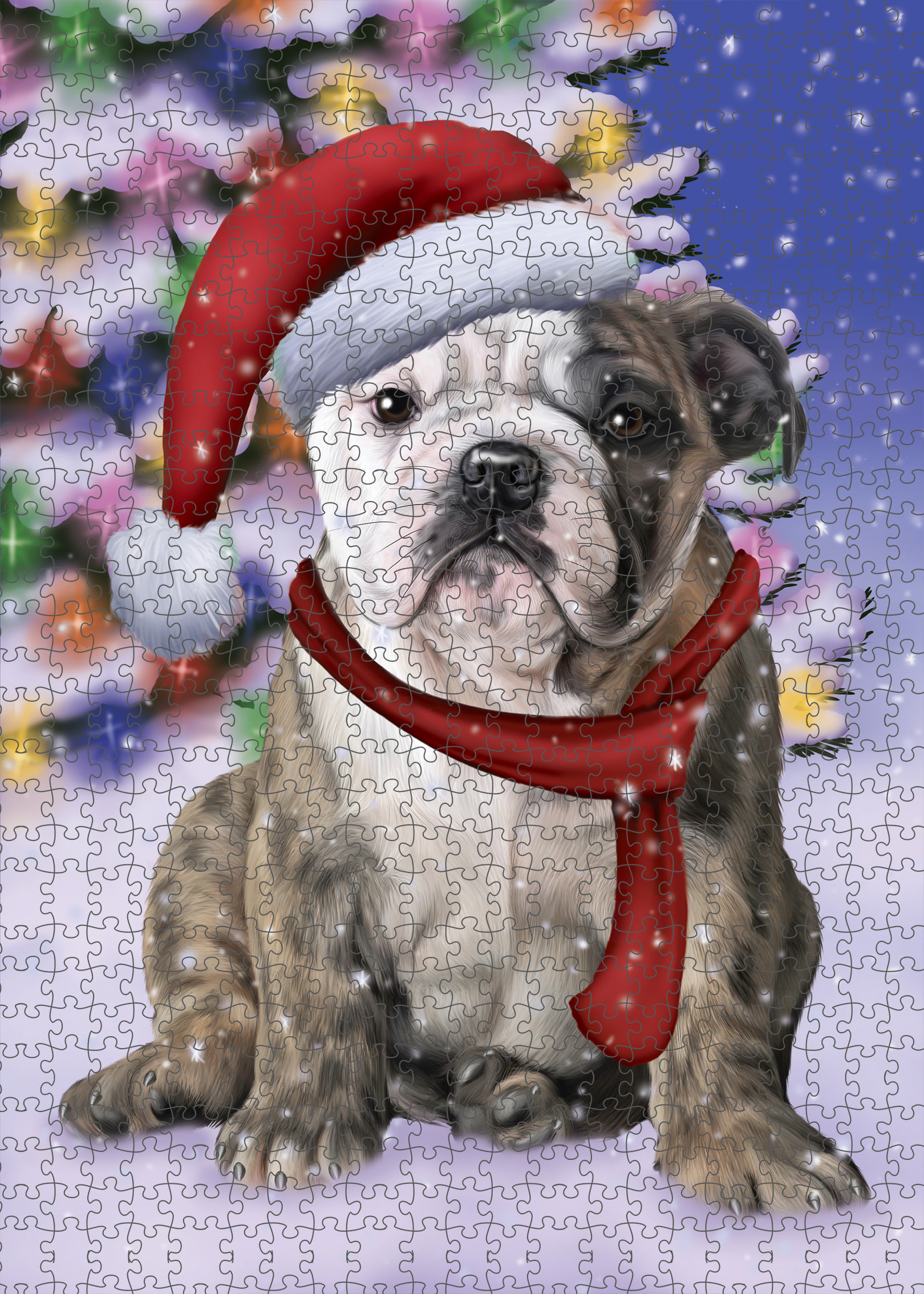Christmas Bulldog Photo Jigsaw Interlocking 200 Pcs. Puzzle - Picture 57 of 62