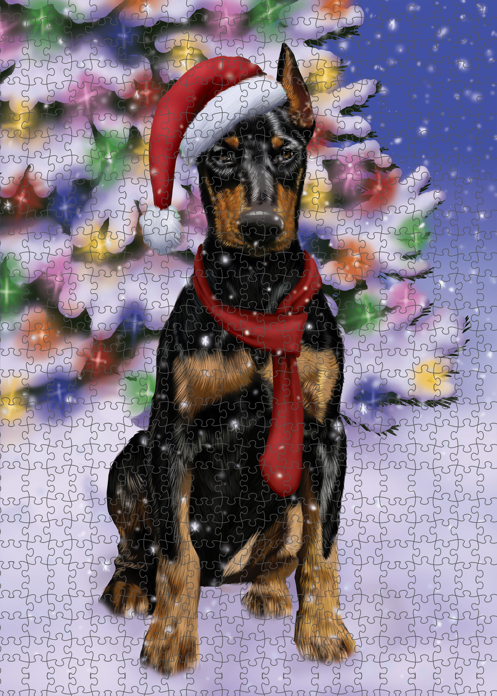Christmas Doberman Pinscher Dog Photo Jigsaw Interlocking 200 Pcs. Puzzle - Picture 50 of 52