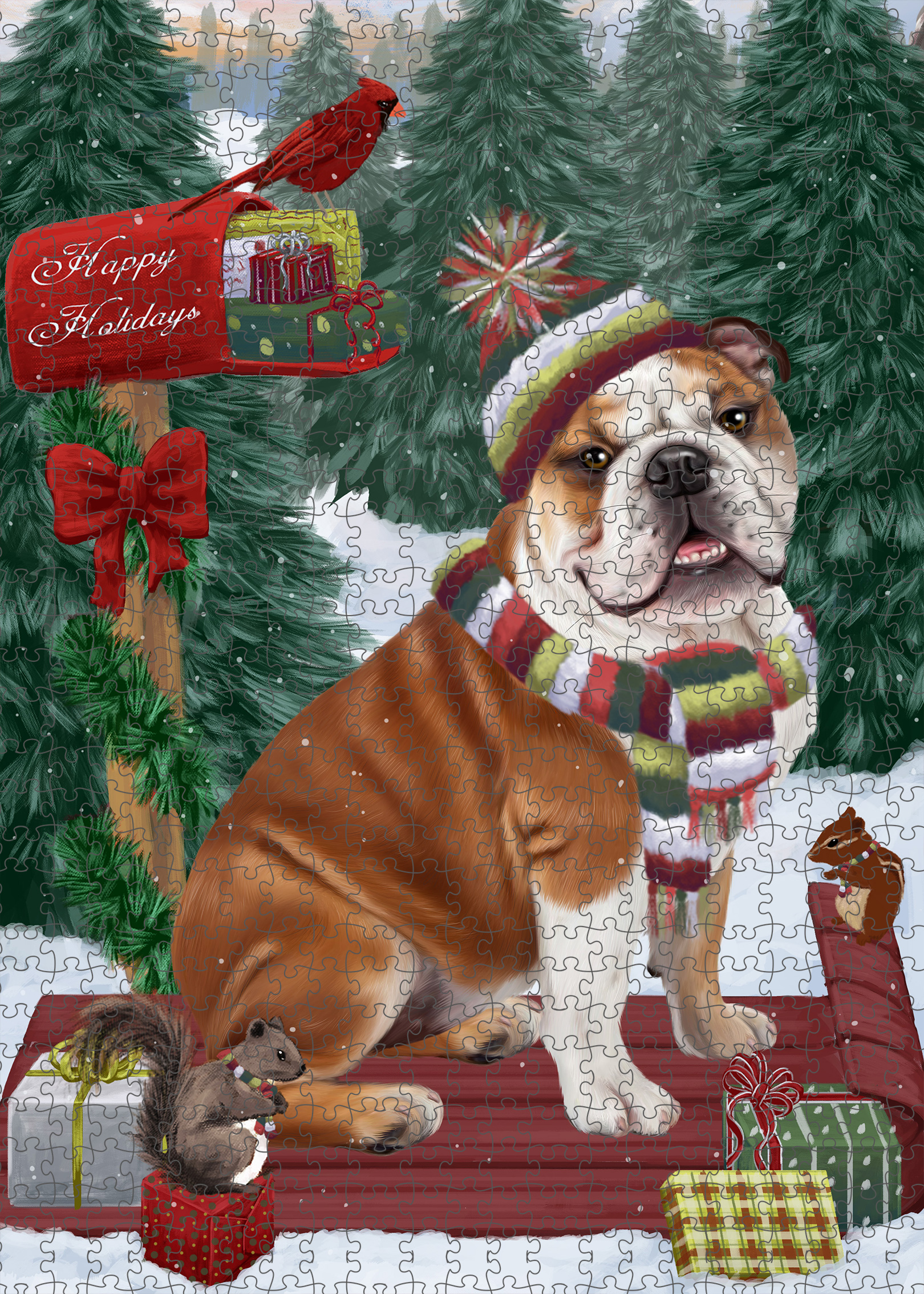 Christmas Bulldog Photo Jigsaw Interlocking 200 Pcs. Puzzle - Picture 58 of 62