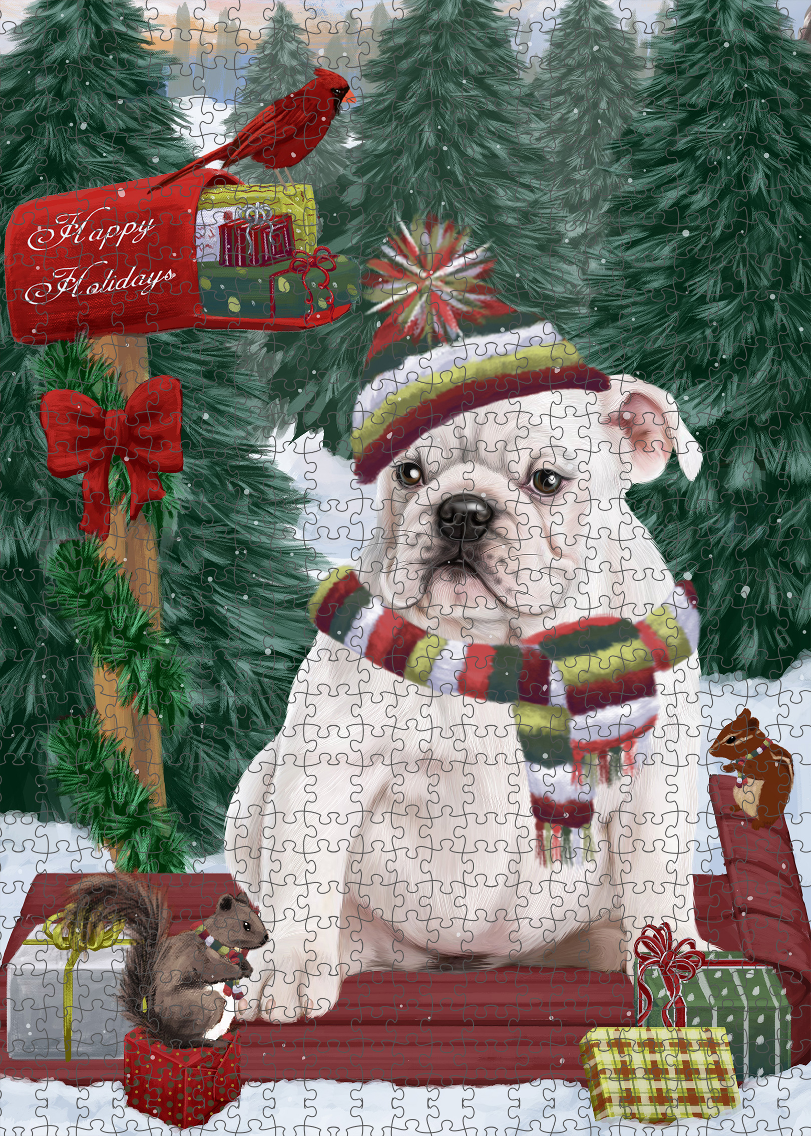 Christmas Bulldog Photo Jigsaw Interlocking 200 Pcs. Puzzle - Picture 59 of 62