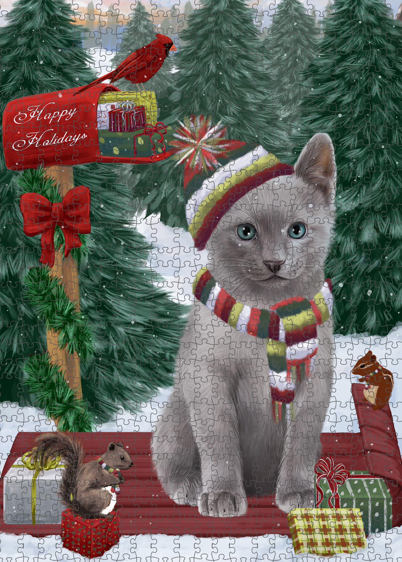 Russian Blue Jigsaw Puzzle for Adults Interlocking Games Christmas Cat Gift NWT - Picture 47 of 49