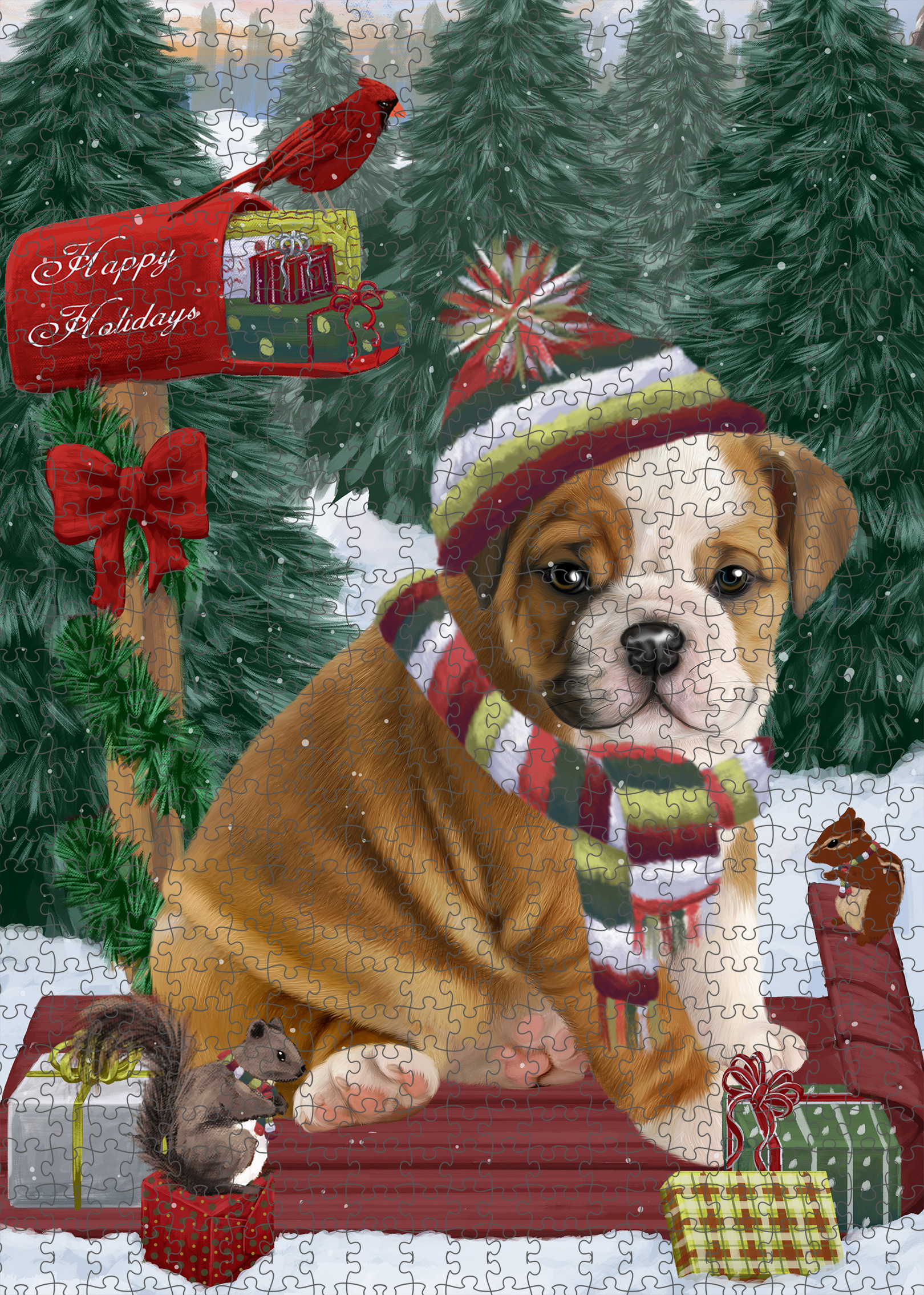 Christmas Bulldog Photo Jigsaw Interlocking 200 Pcs. Puzzle - Picture 60 of 62