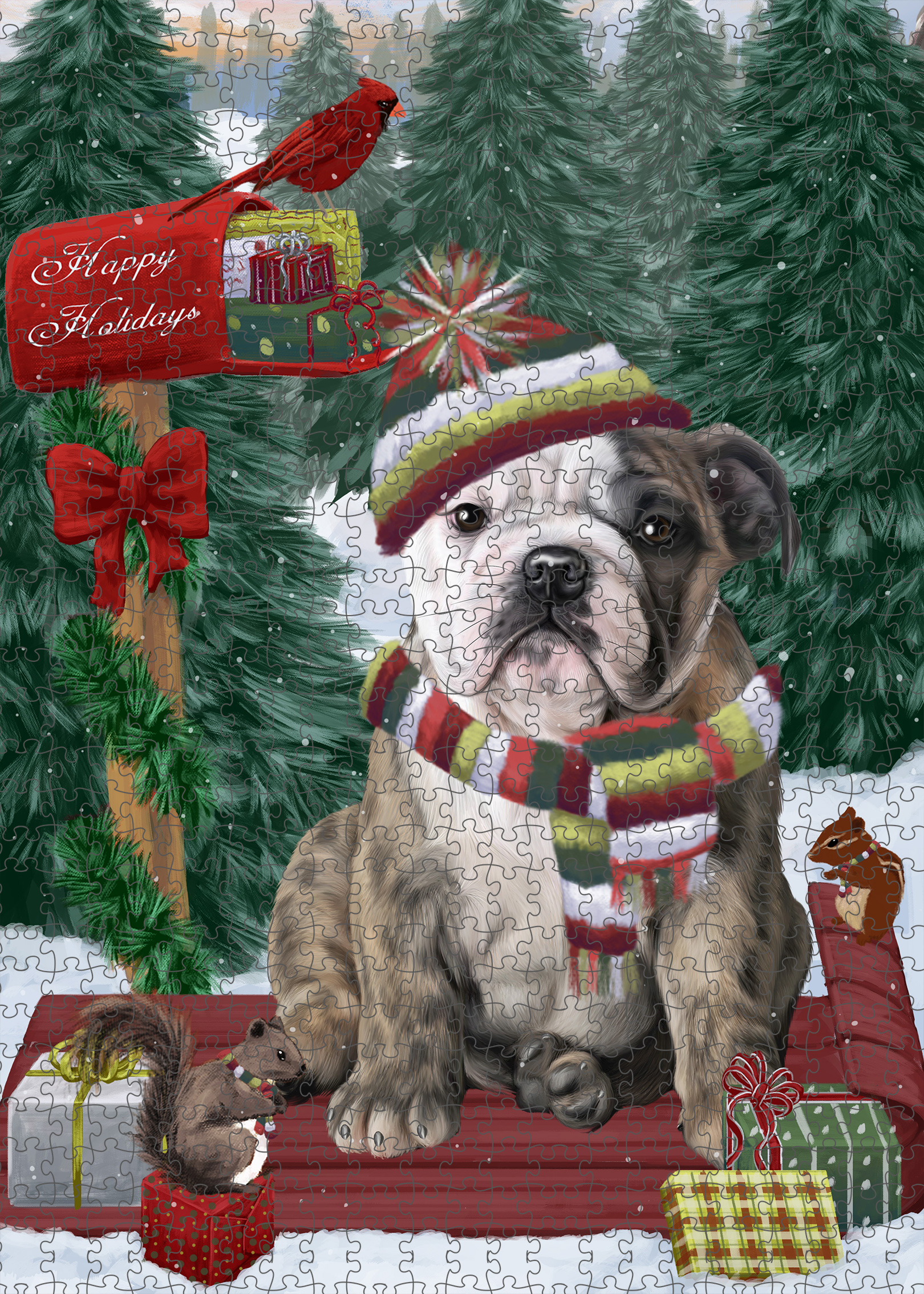 Christmas Bulldog Photo Jigsaw Interlocking 200 Pcs. Puzzle - Picture 61 of 62