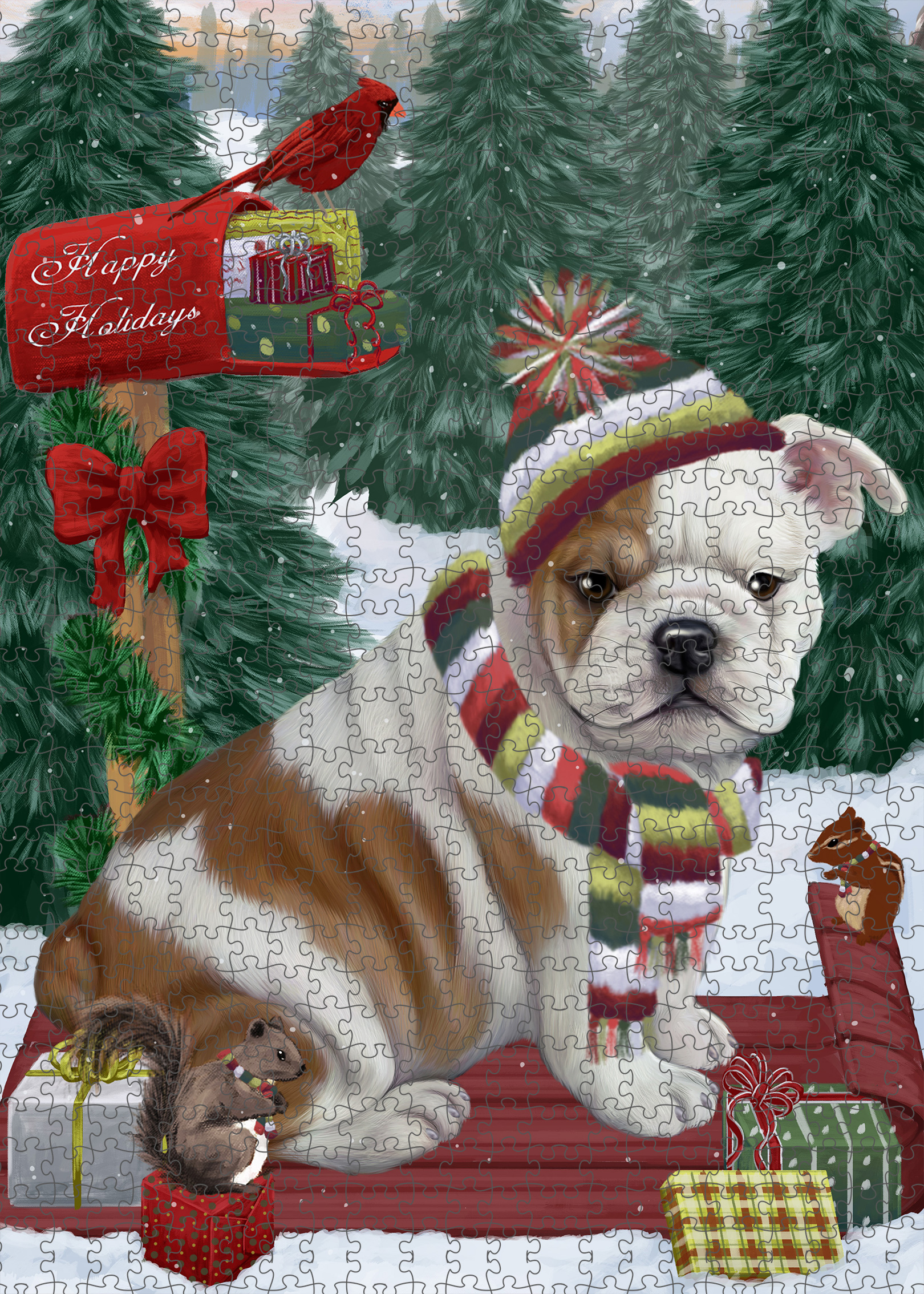 Christmas Bulldog Photo Jigsaw Interlocking 200 Pcs. Puzzle - Picture 62 of 62