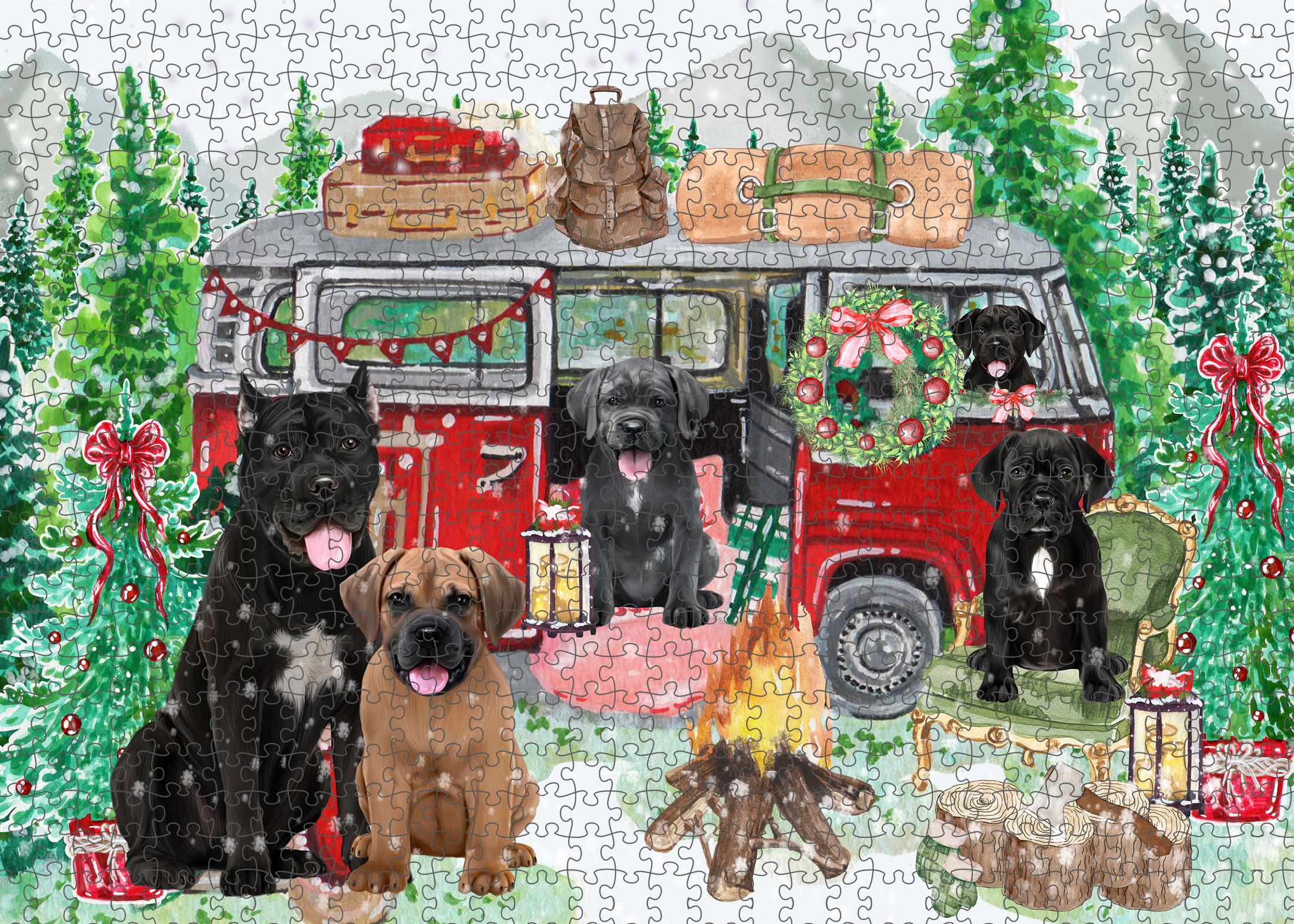 Christmas Cane Corso Dog Photo Jigsaw Interlocking 200 Pcs. Puzzle - Bild 1 von 9