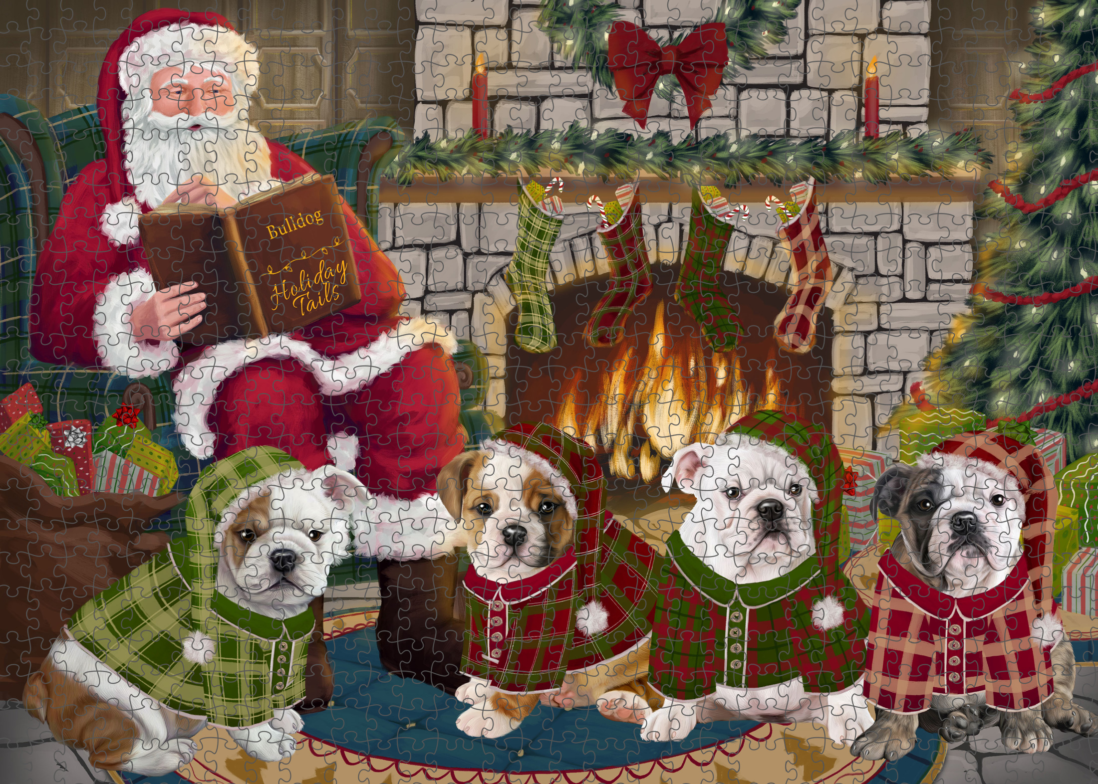Christmas Bulldog Photo Jigsaw Interlocking 200 Pcs. Puzzle - Picture 3 of 62