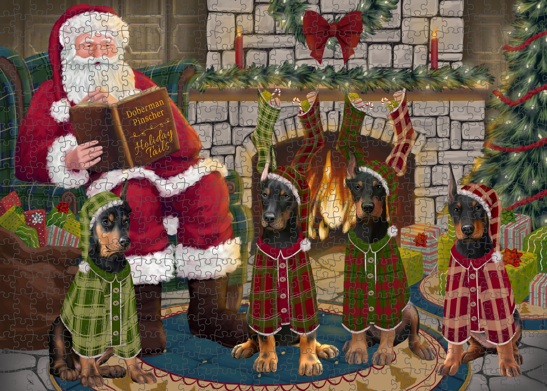 Christmas Doberman Pinscher Dog Photo Jigsaw Interlocking 200 Pcs. Puzzle - Picture 3 of 52