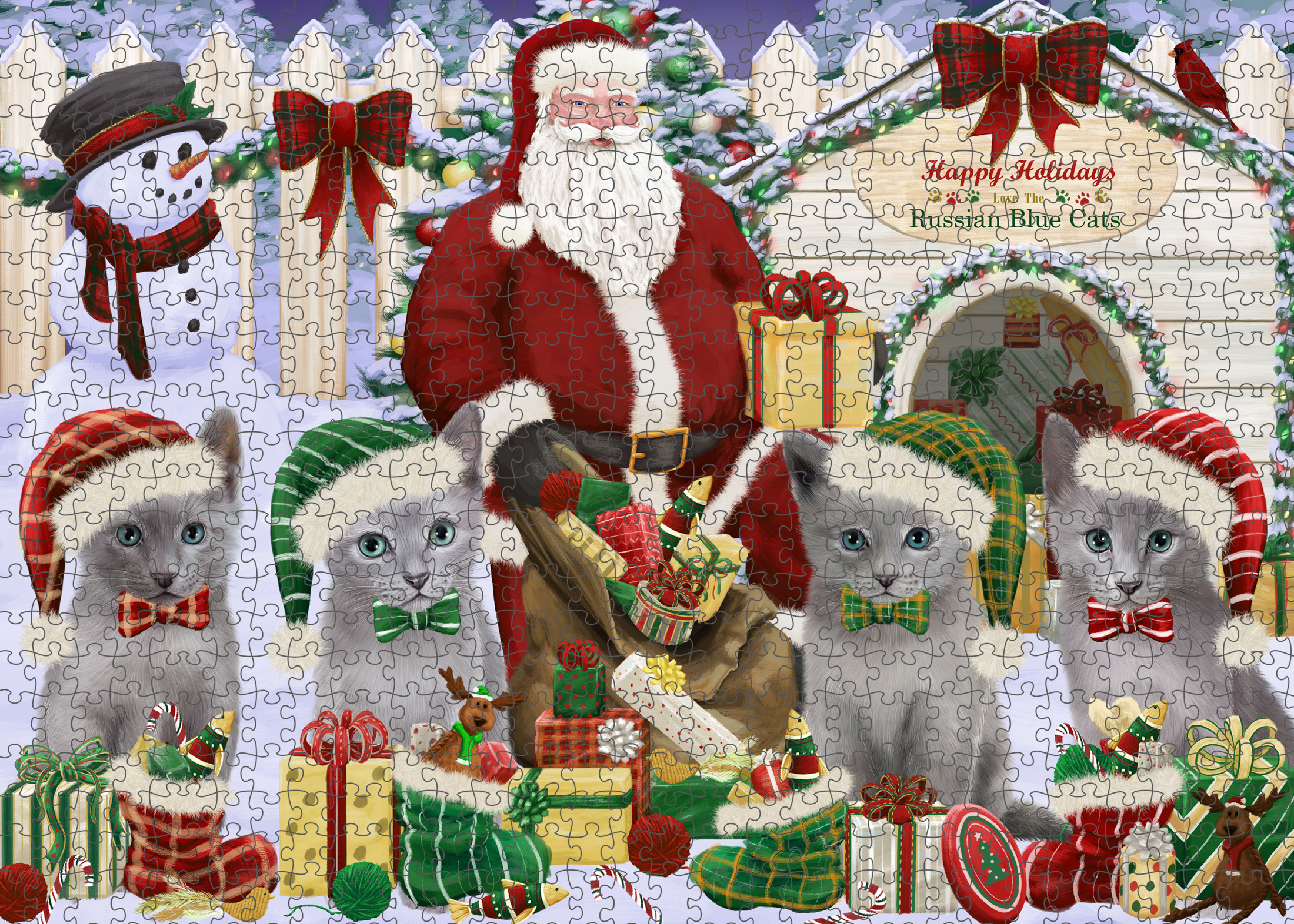 Russian Blue Jigsaw Puzzle for Adults Interlocking Games Christmas Cat Gift NWT - Picture 26 of 49
