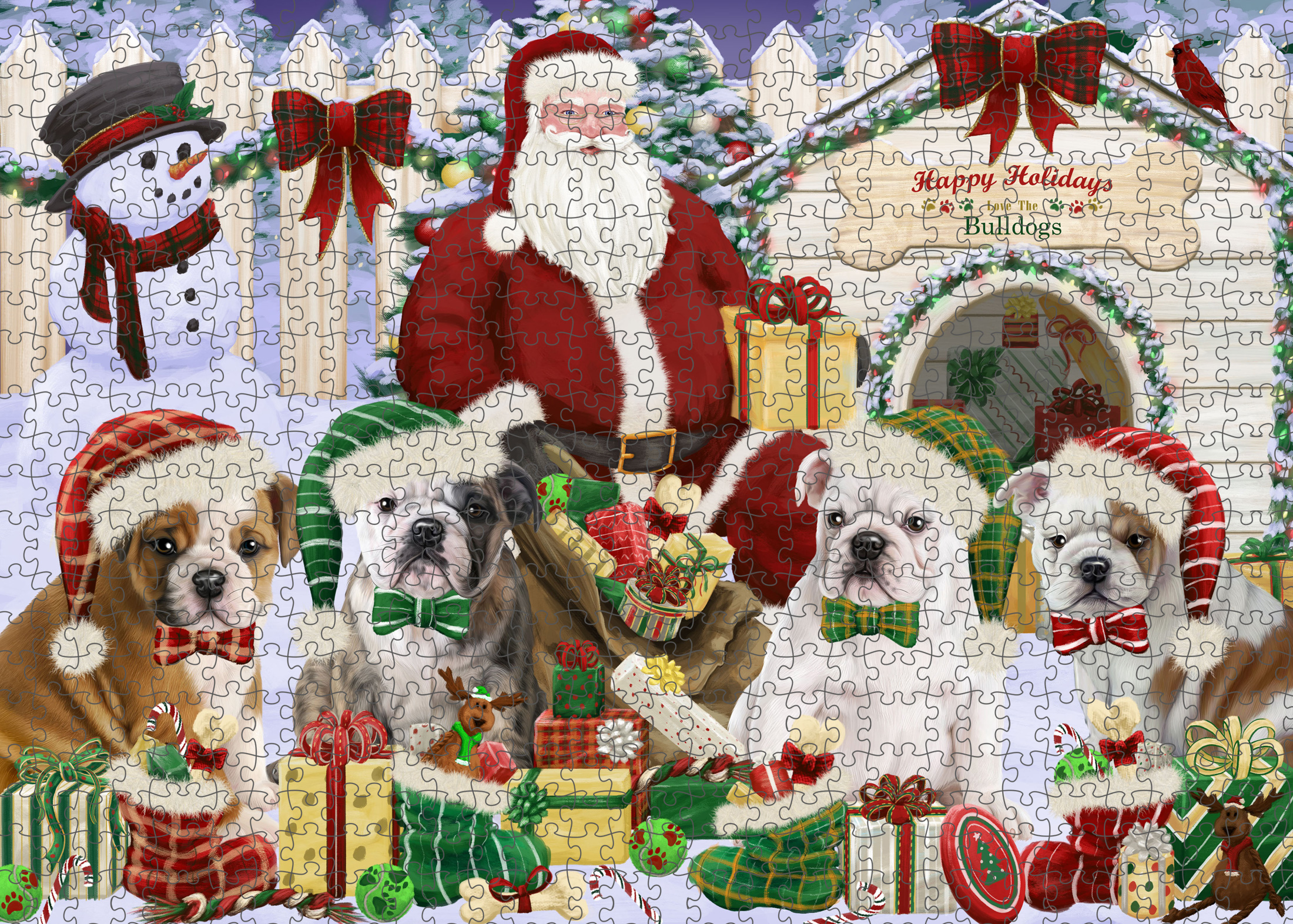 Christmas Bulldog Photo Jigsaw Interlocking 200 Pcs. Puzzle - Picture 4 of 62