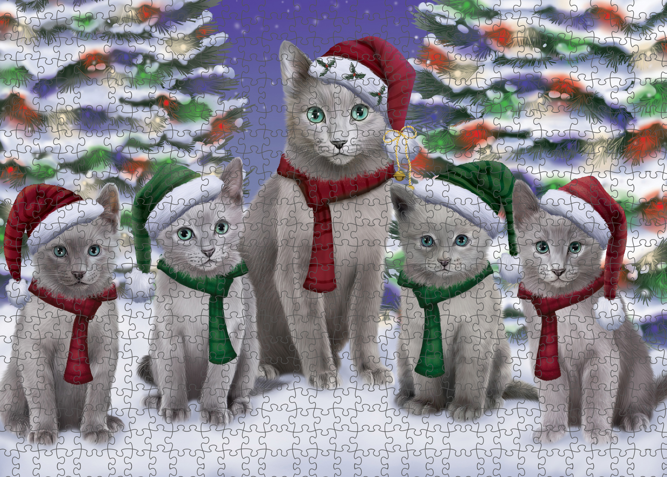 Russian Blue Jigsaw Puzzle for Adults Interlocking Games Christmas Cat Gift NWT - Picture 14 of 49