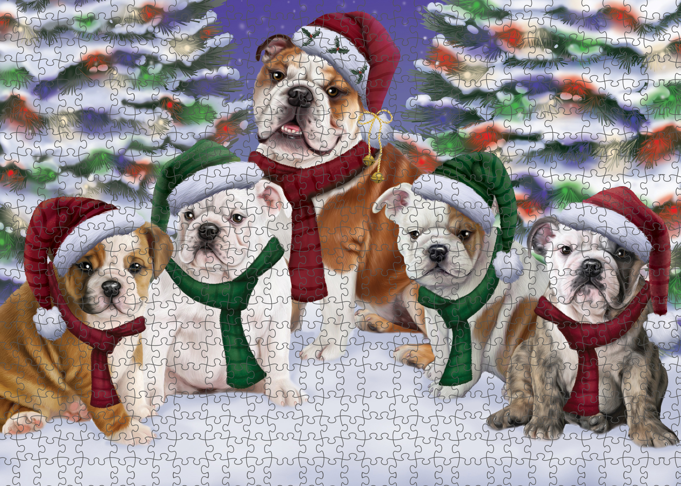 Christmas Bulldog Photo Jigsaw Interlocking 200 Pcs. Puzzle - Picture 5 of 62