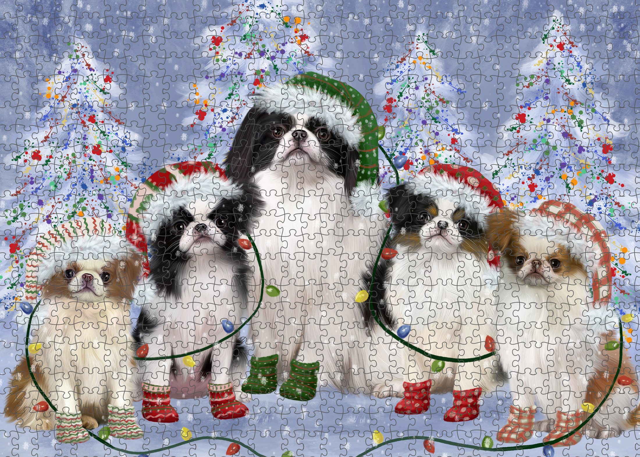 Japanese Chin Jigsaw Puzzle for Adults Interlocking Games Christmas Dog Gift NWT - Picture 16 of 41