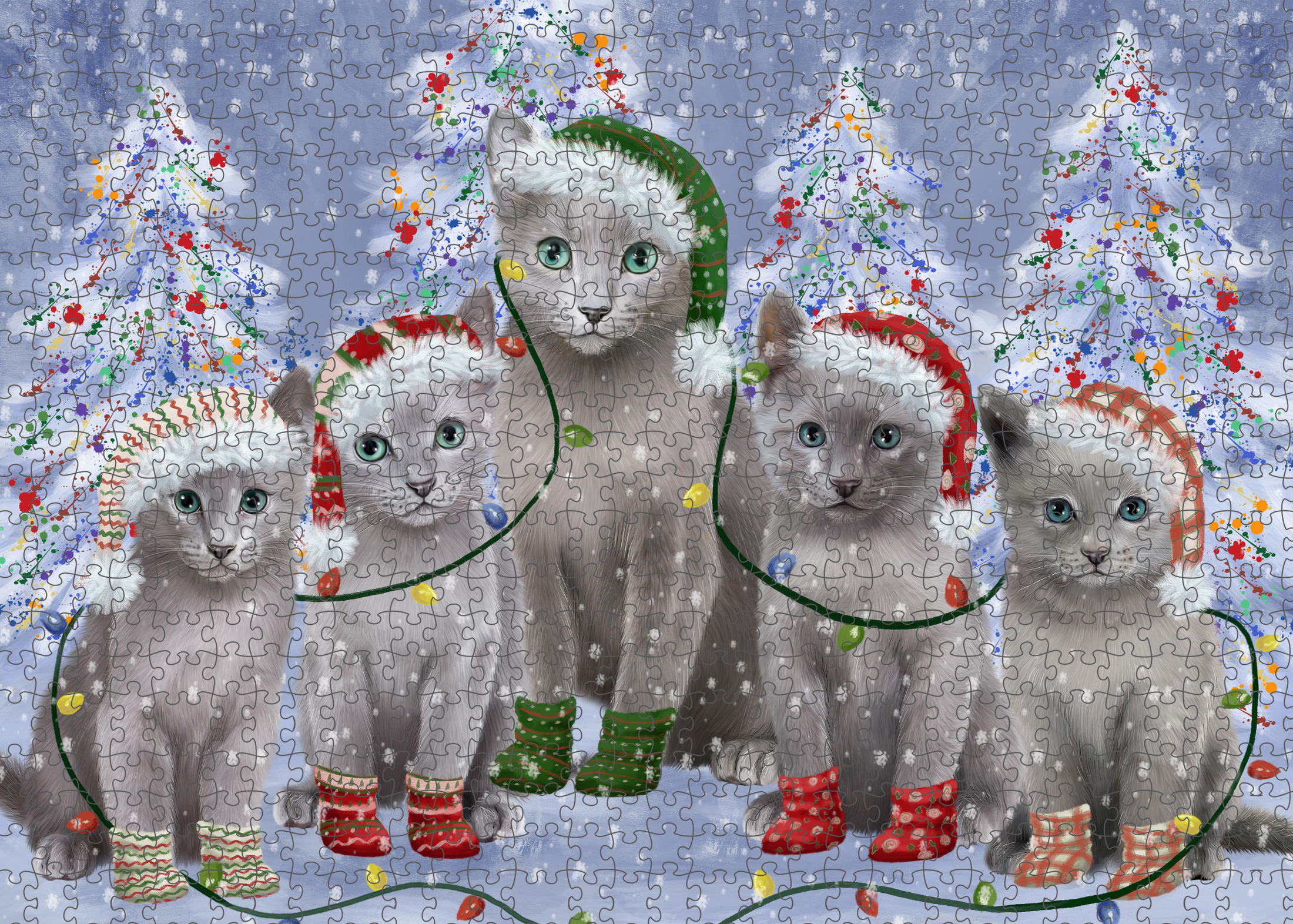 Russian Blue Jigsaw Puzzle for Adults Interlocking Games Christmas Cat Gift NWT - Picture 19 of 49