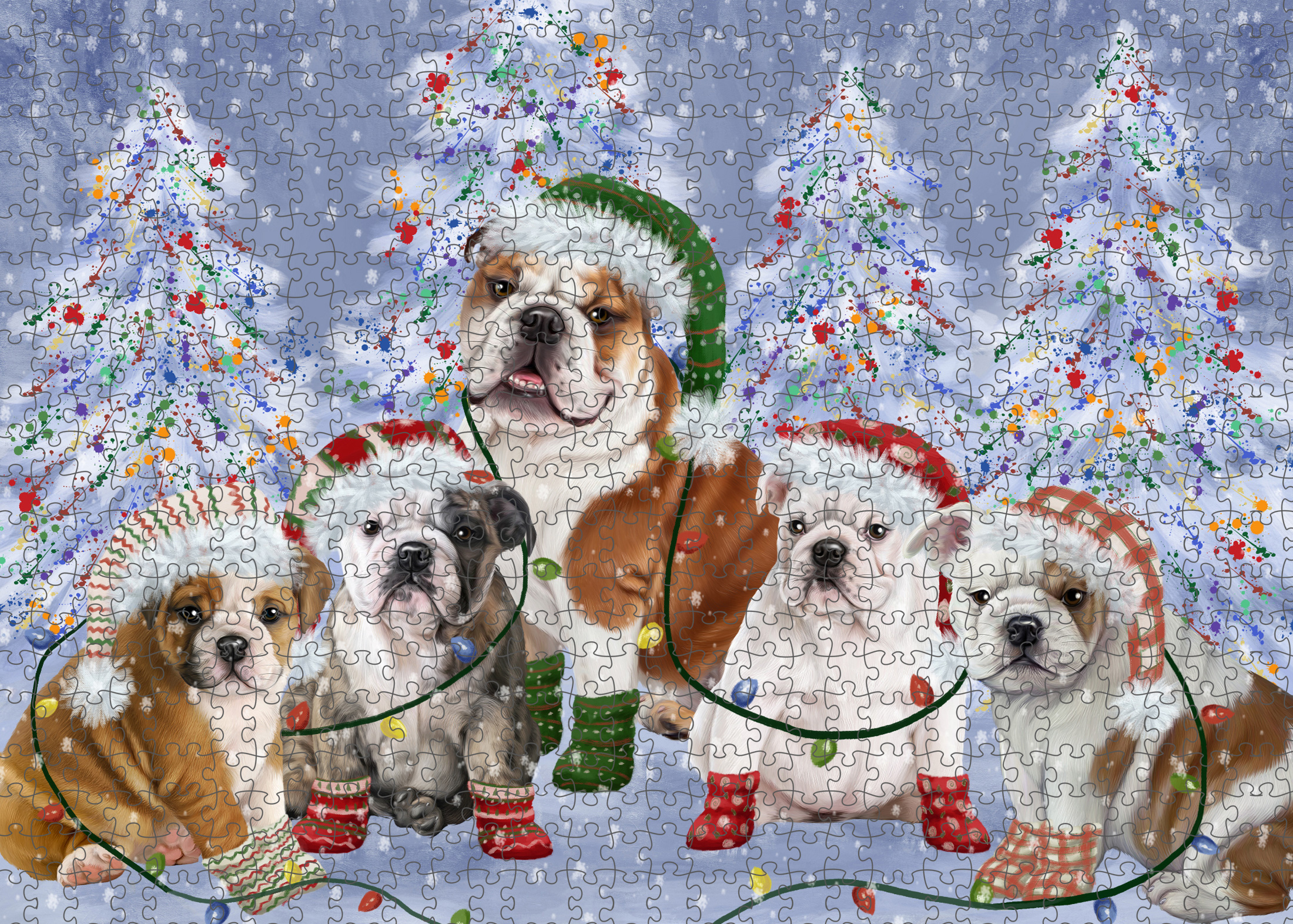 Christmas Bulldog Photo Jigsaw Interlocking 200 Pcs. Puzzle - Picture 6 of 62
