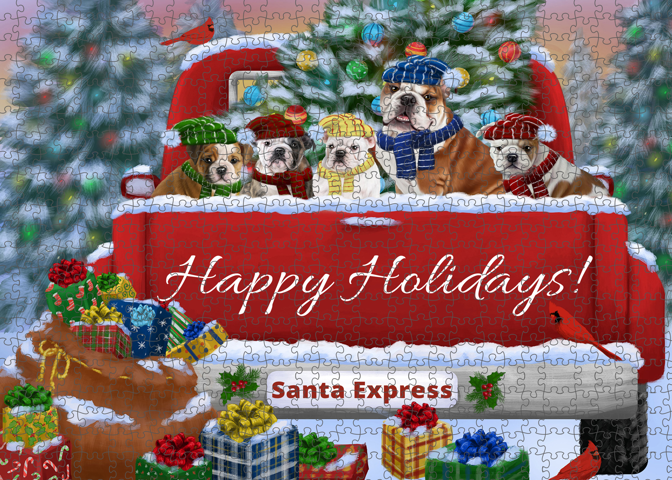 Christmas Bulldog Photo Jigsaw Interlocking 200 Pcs. Puzzle - Picture 49 of 62