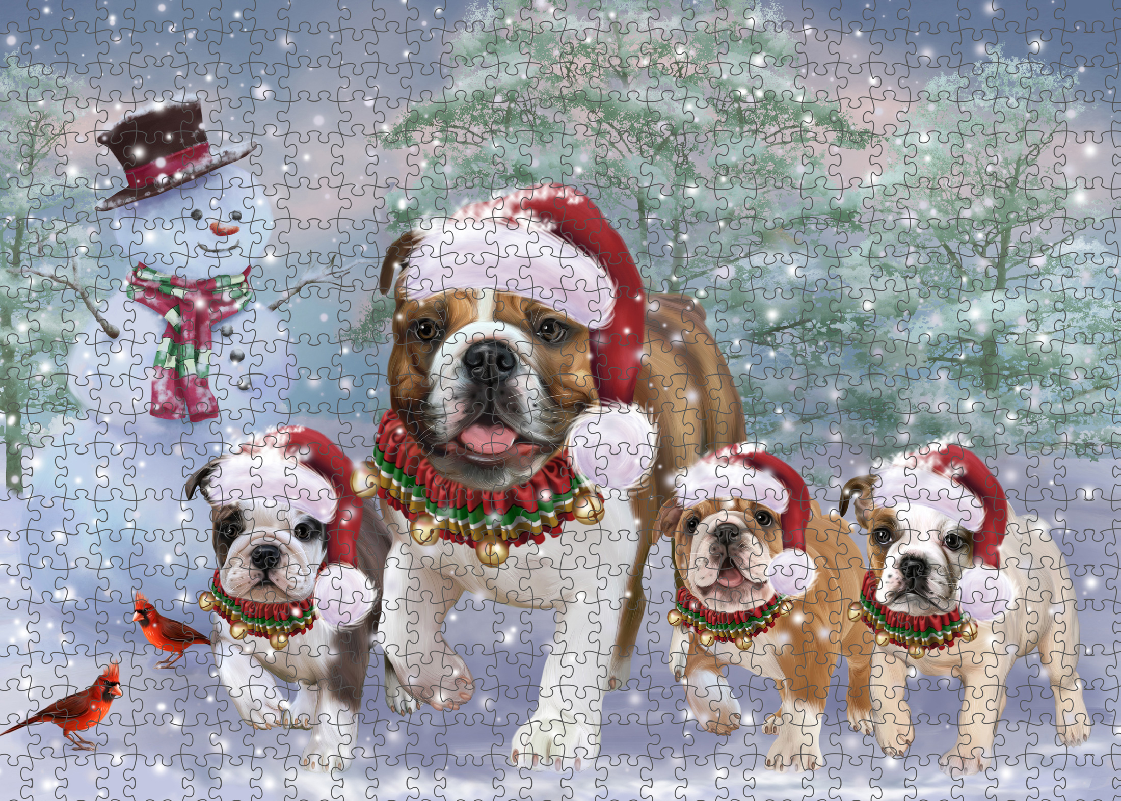 Christmas Bulldog Photo Jigsaw Interlocking 200 Pcs. Puzzle - Picture 7 of 62