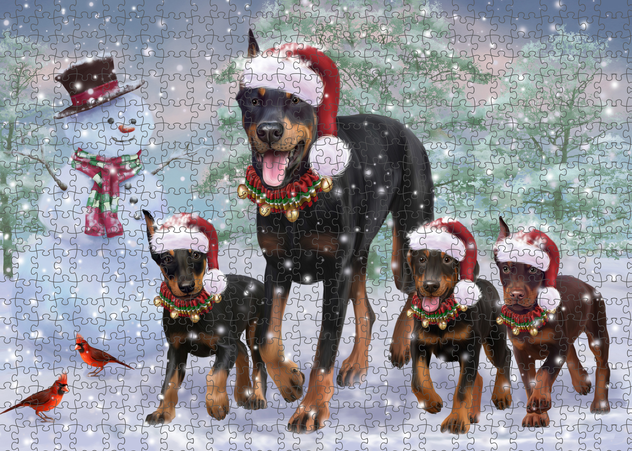 Christmas Doberman Pinscher Dog Photo Jigsaw Interlocking 200 Pcs. Puzzle - Picture 7 of 52
