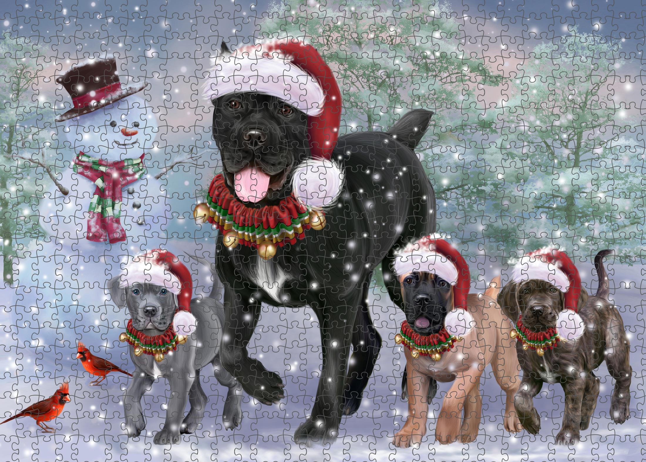 Christmas Cane Corso Dog Photo Jigsaw Interlocking 200 Pcs. Puzzle - Bild 2 von 9