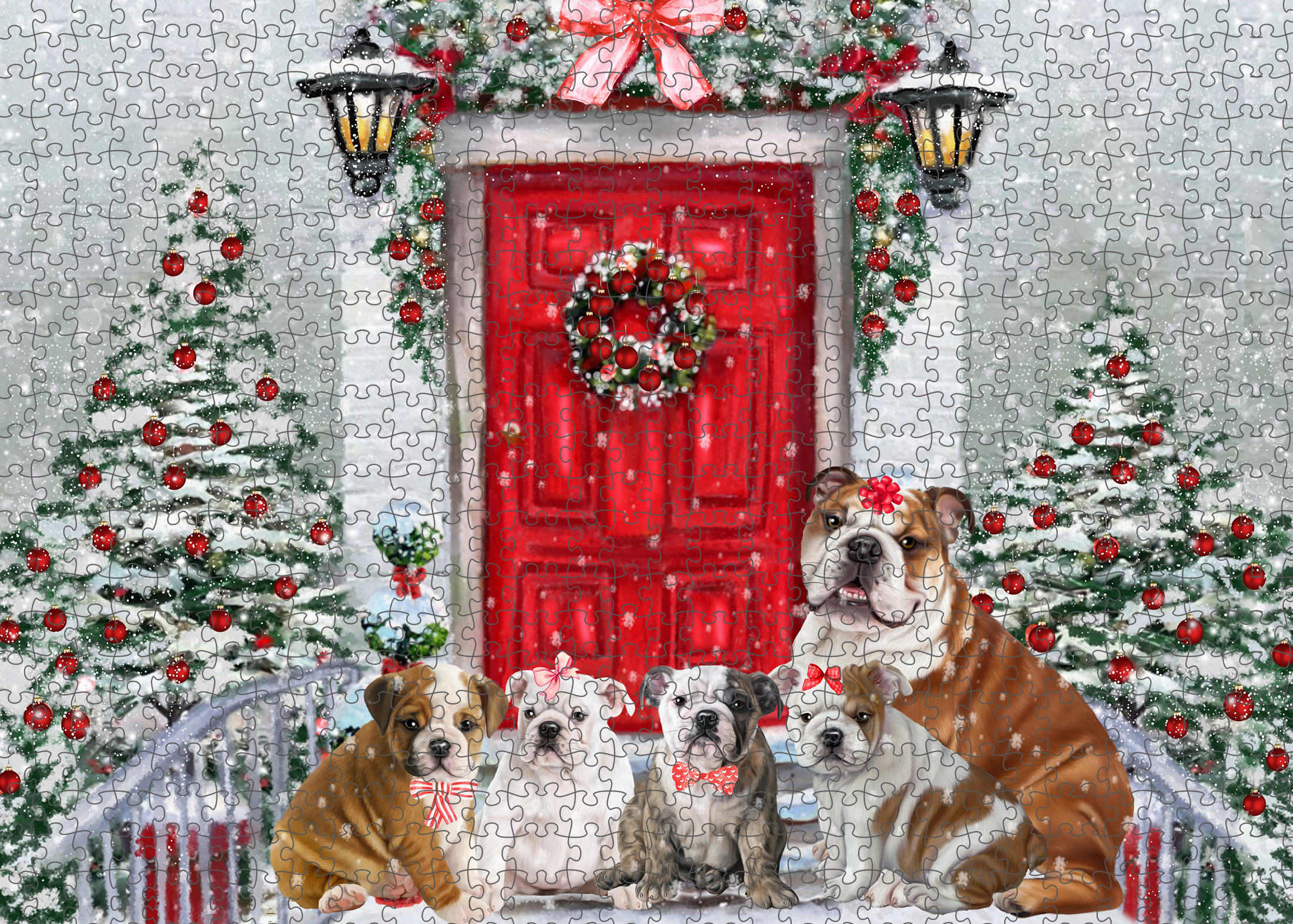 Christmas Bulldog Photo Jigsaw Interlocking 200 Pcs. Puzzle - Picture 8 of 62