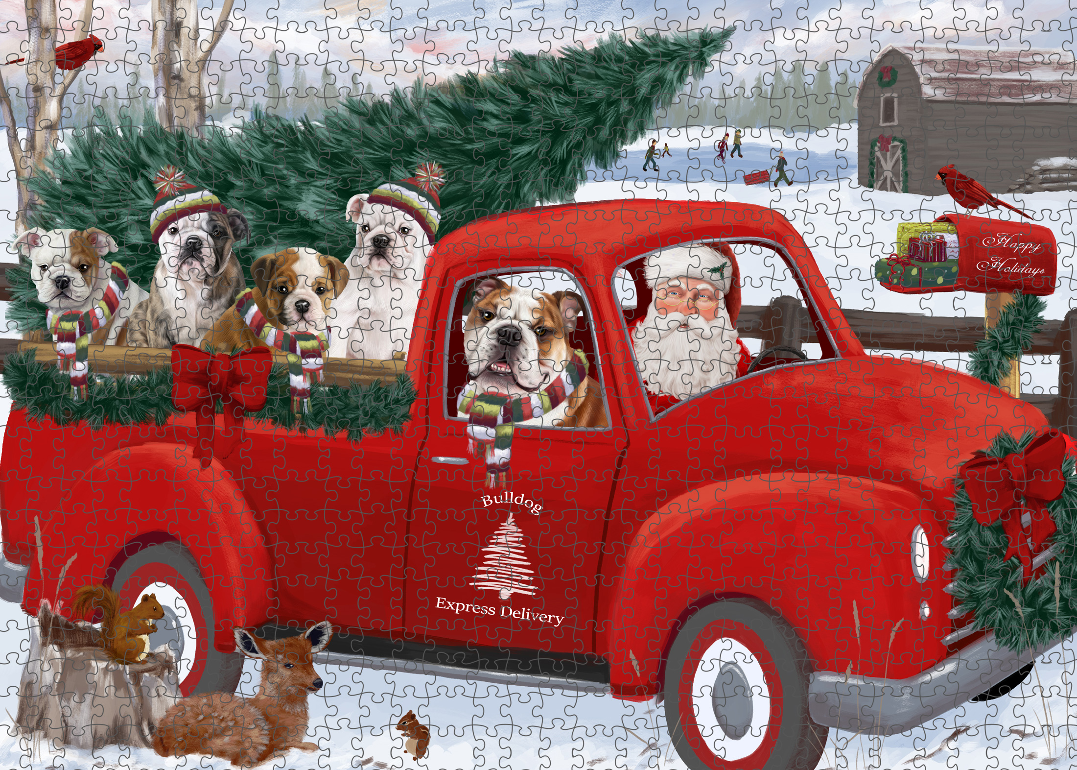 Christmas Bulldog Photo Jigsaw Interlocking 200 Pcs. Puzzle - Picture 13 of 62