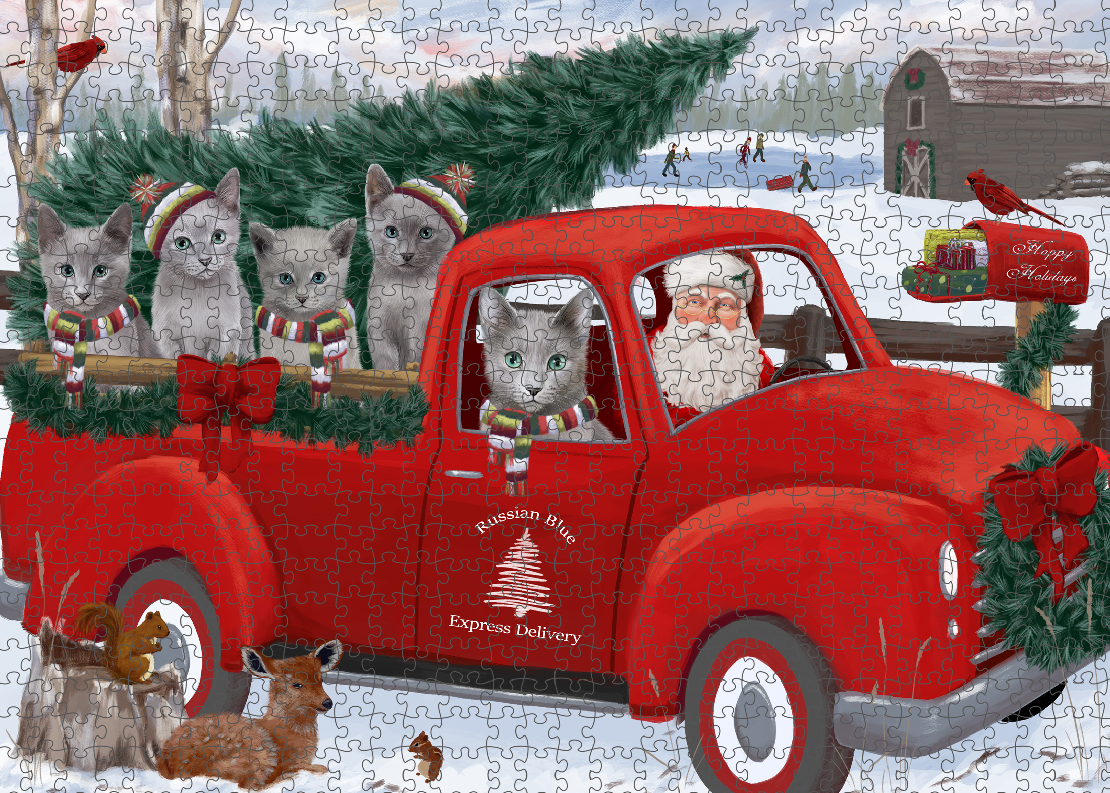 Russian Blue Jigsaw Puzzle for Adults Interlocking Games Christmas Cat Gift NWT - Picture 11 of 49
