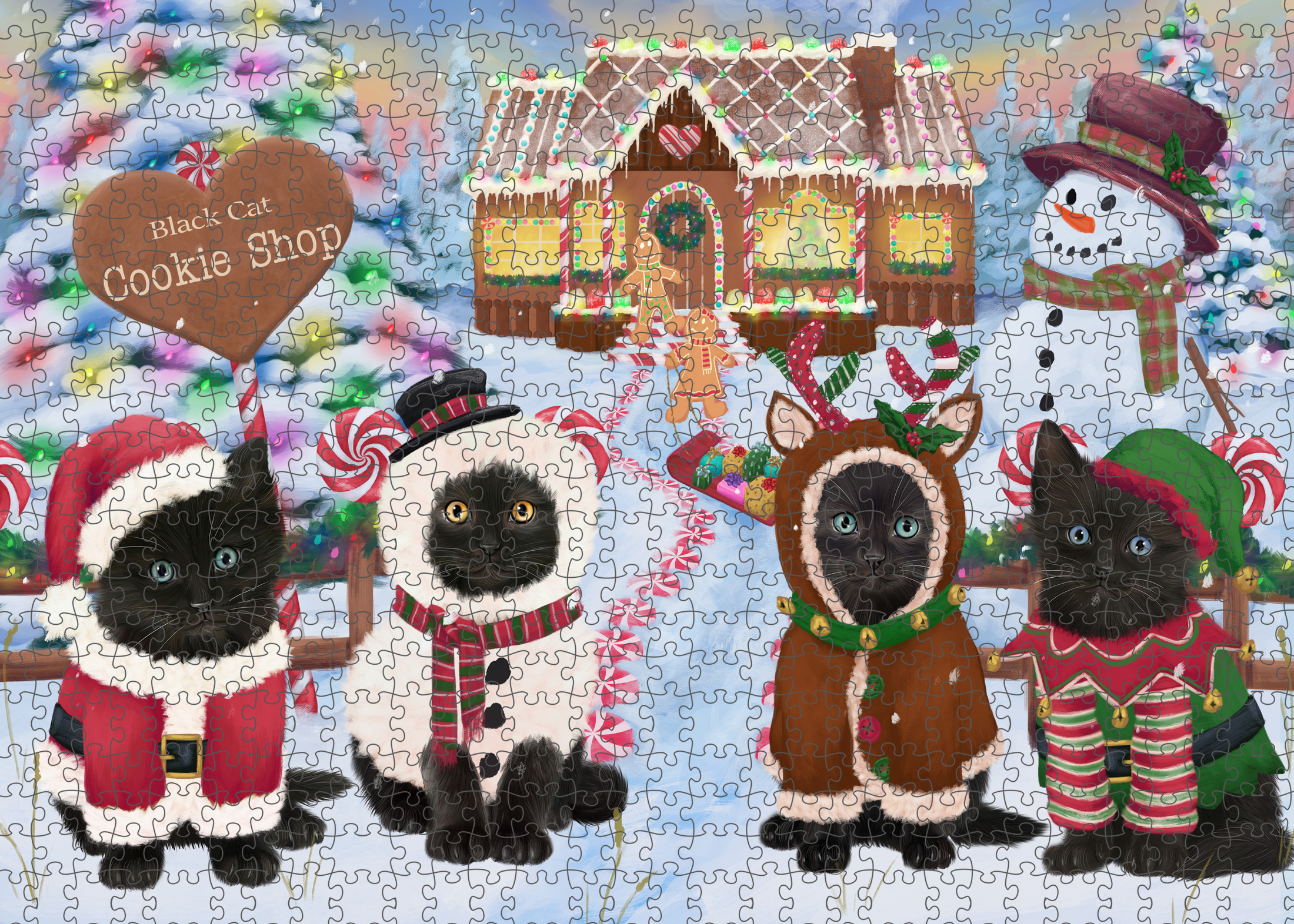 Black Cat Jigsaw Puzzle for Adults Interlocking Games Christmas Gift NWT - Picture 17 of 51