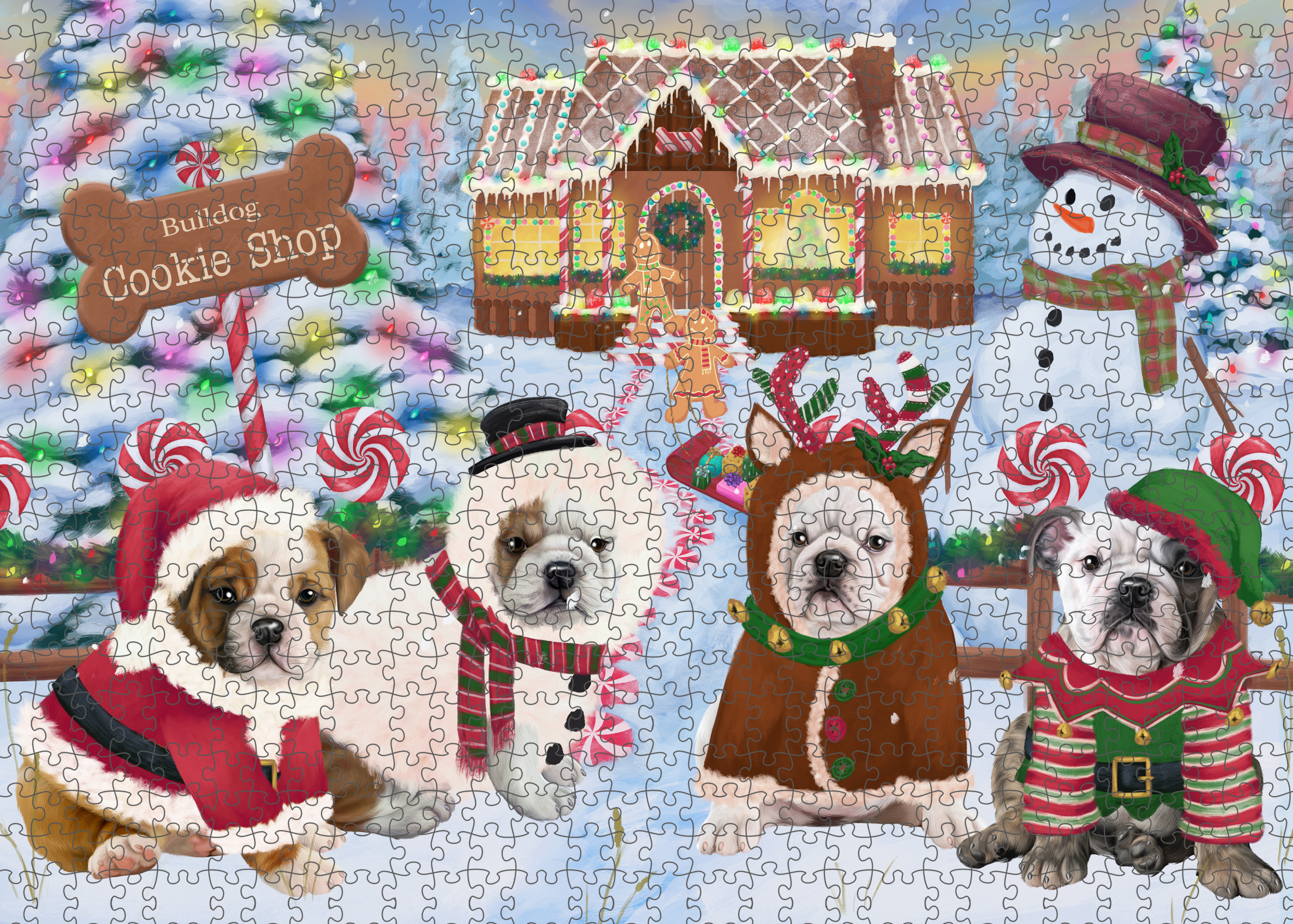 Christmas Bulldog Photo Jigsaw Interlocking 200 Pcs. Puzzle - Picture 15 of 62