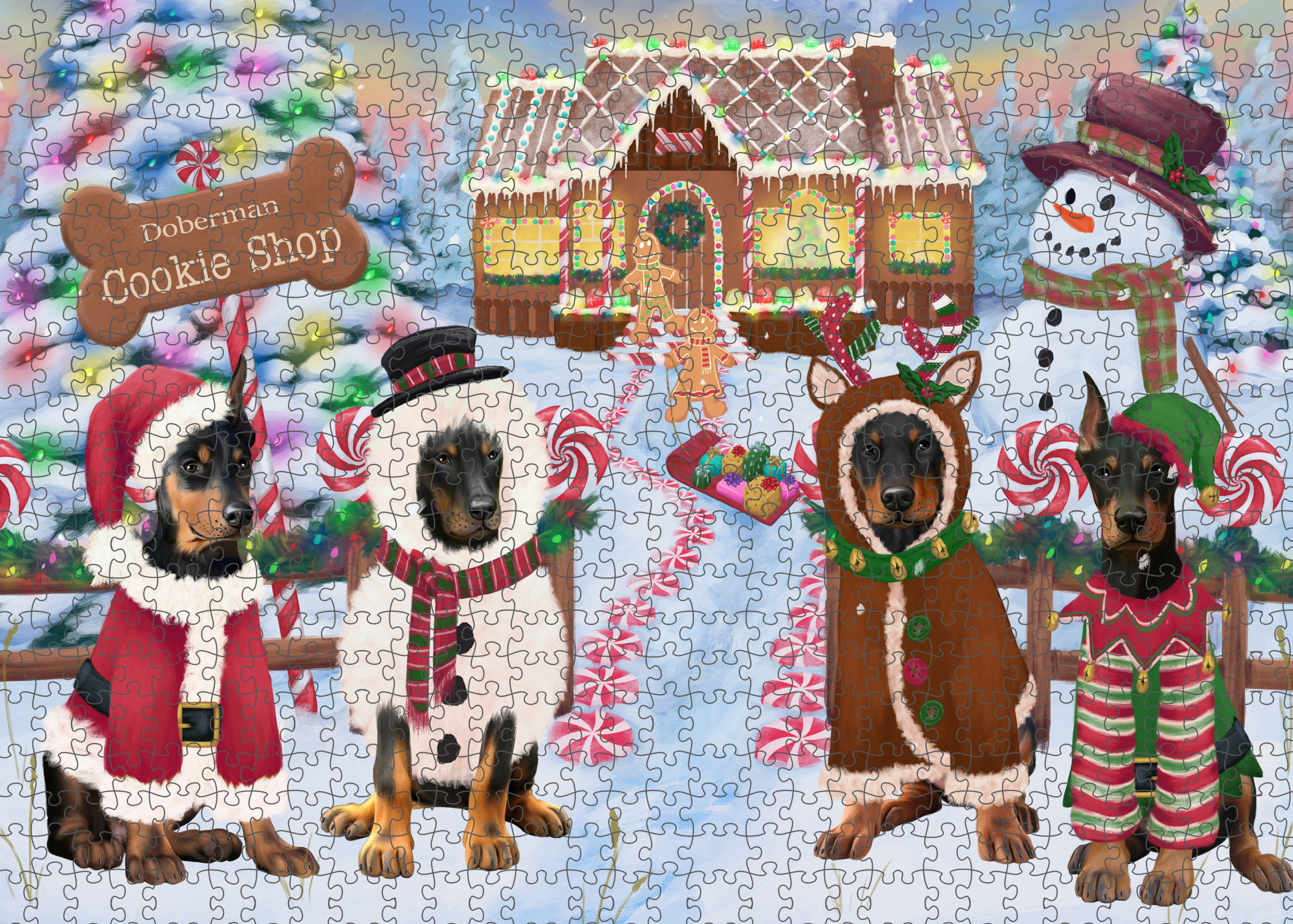 Christmas Doberman Pinscher Dog Photo Jigsaw Interlocking 200 Pcs. Puzzle - Picture 15 of 52