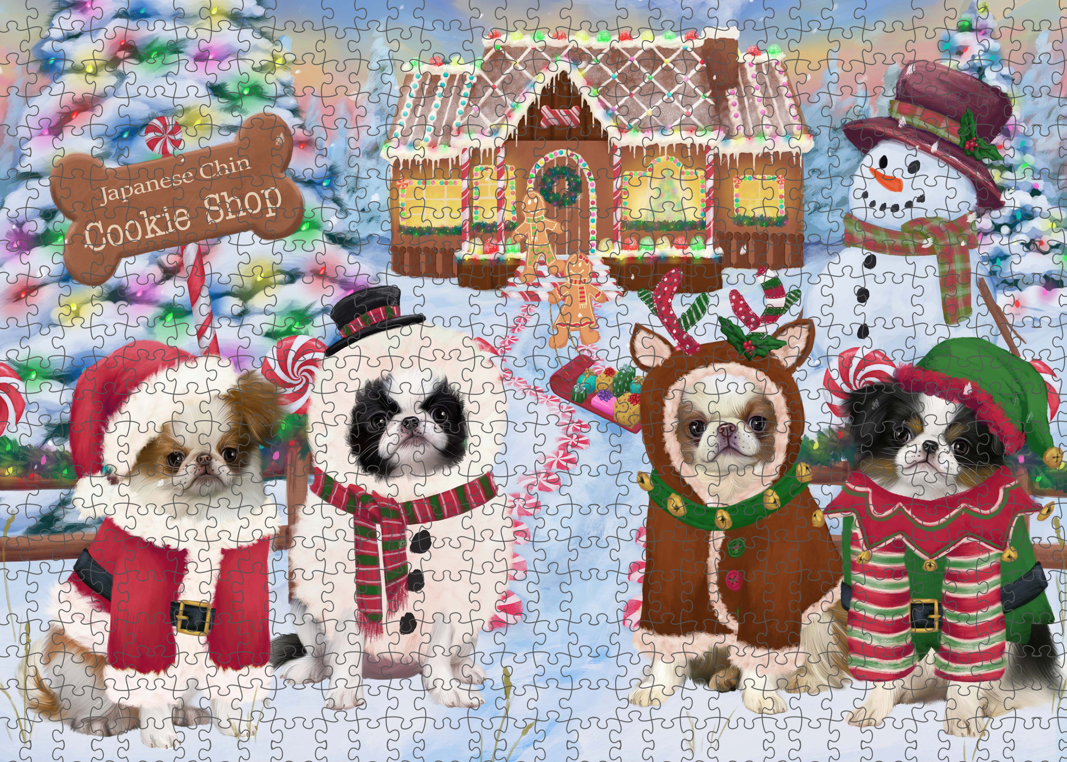 Japanese Chin Jigsaw Puzzle for Adults Interlocking Games Christmas Dog Gift NWT - Picture 15 of 41