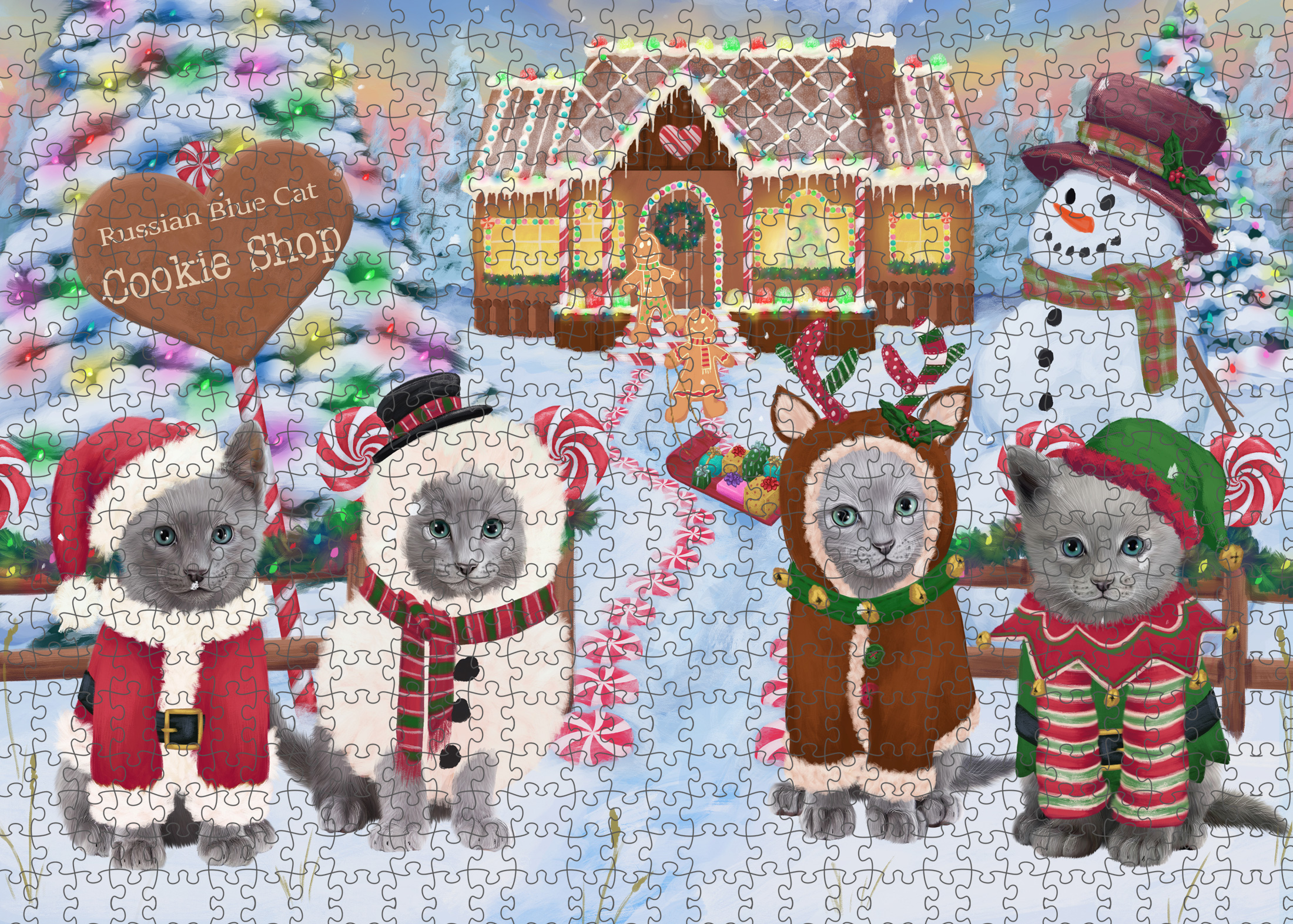 Russian Blue Jigsaw Puzzle for Adults Interlocking Games Christmas Cat Gift NWT - Picture 18 of 49
