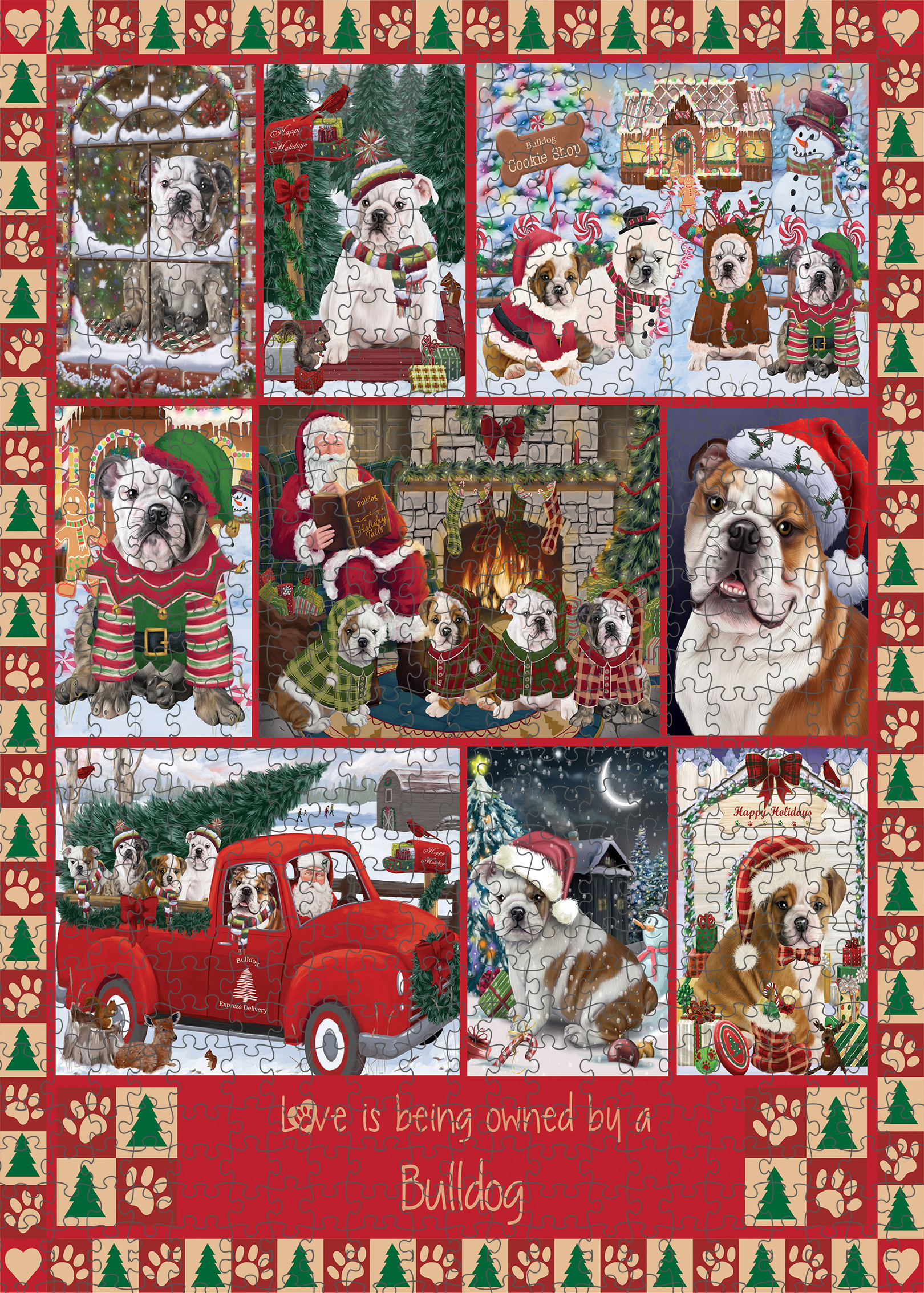 Christmas Bulldog Photo Jigsaw Interlocking 200 Pcs. Puzzle - Picture 33 of 62