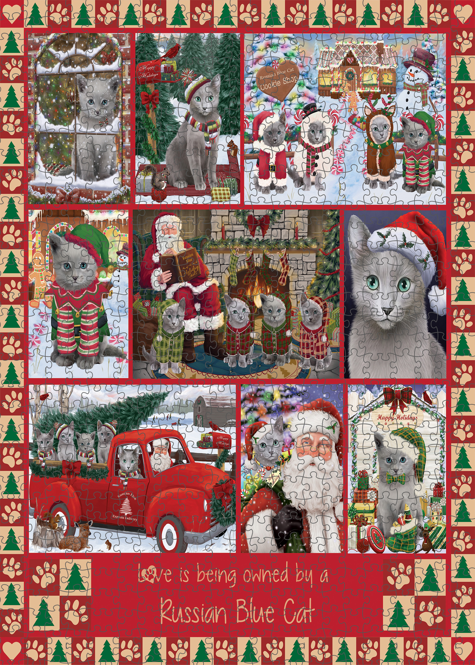 Russian Blue Jigsaw Puzzle for Adults Interlocking Games Christmas Cat Gift NWT - Picture 46 of 49