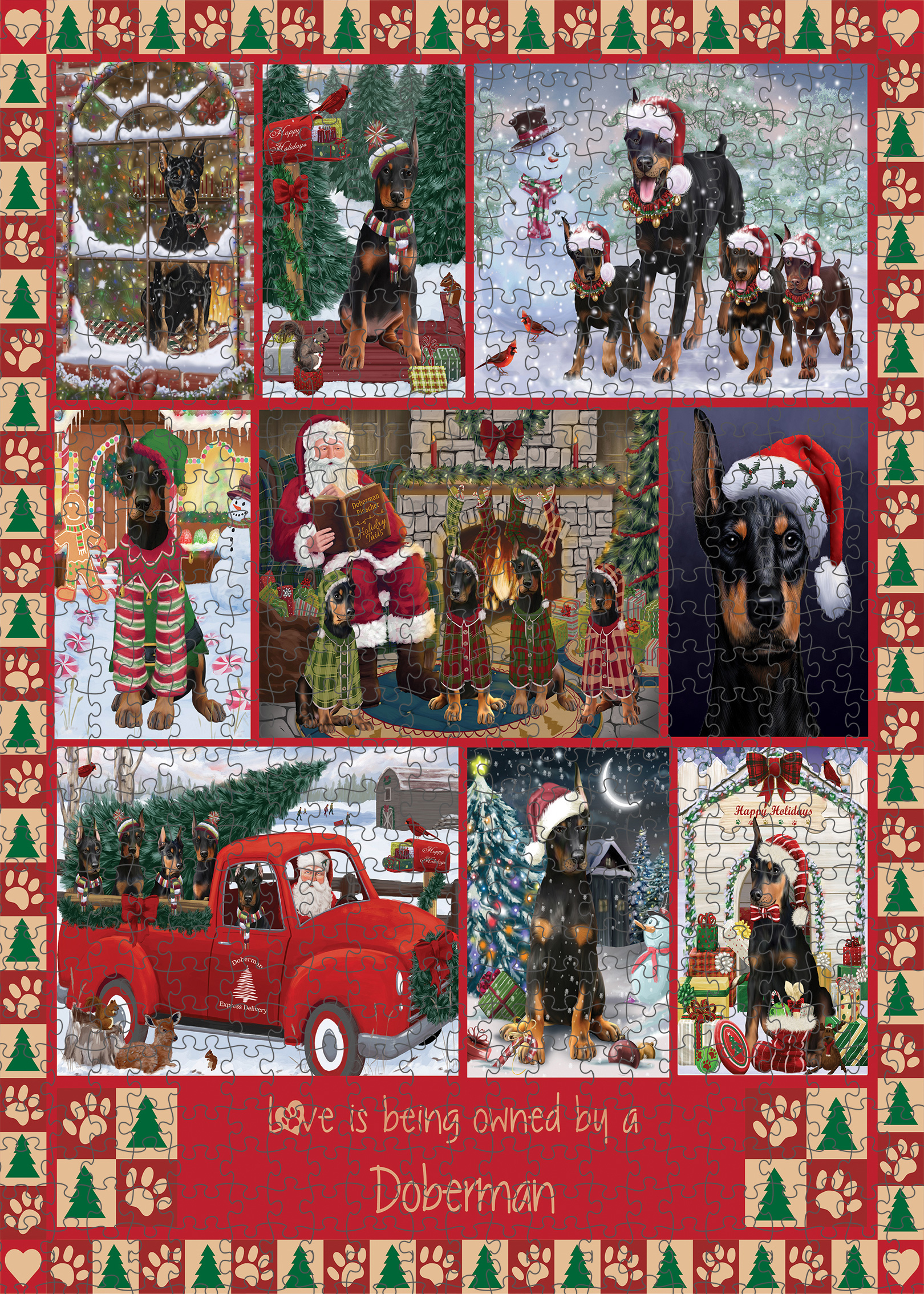 Christmas Doberman Pinscher Dog Photo Jigsaw Interlocking 200 Pcs. Puzzle - Picture 28 of 52