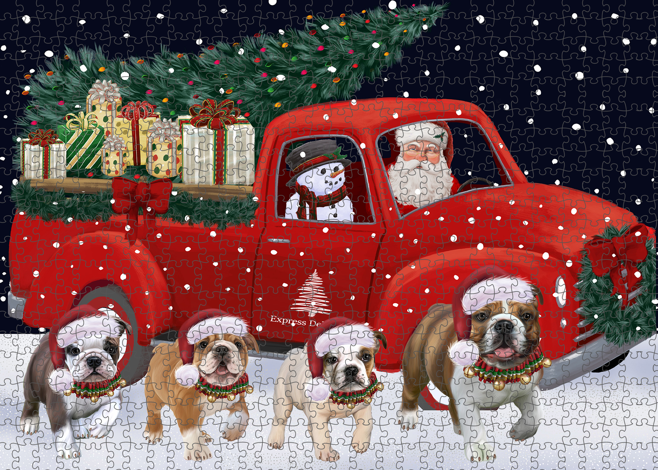 Christmas Bulldog Photo Jigsaw Interlocking 200 Pcs. Puzzle - Picture 37 of 62