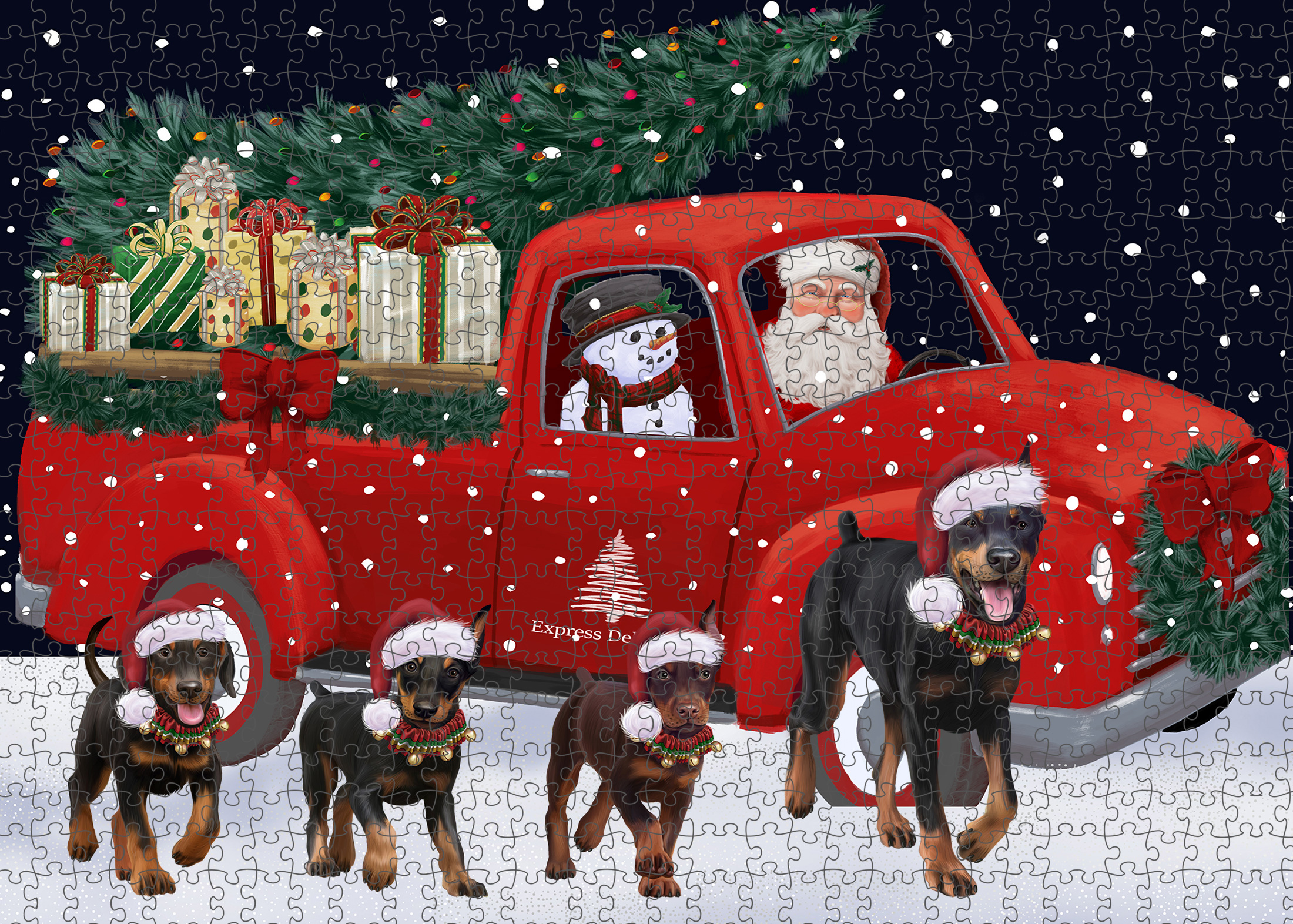 Christmas Doberman Pinscher Dog Photo Jigsaw Interlocking 200 Pcs. Puzzle - Picture 32 of 52