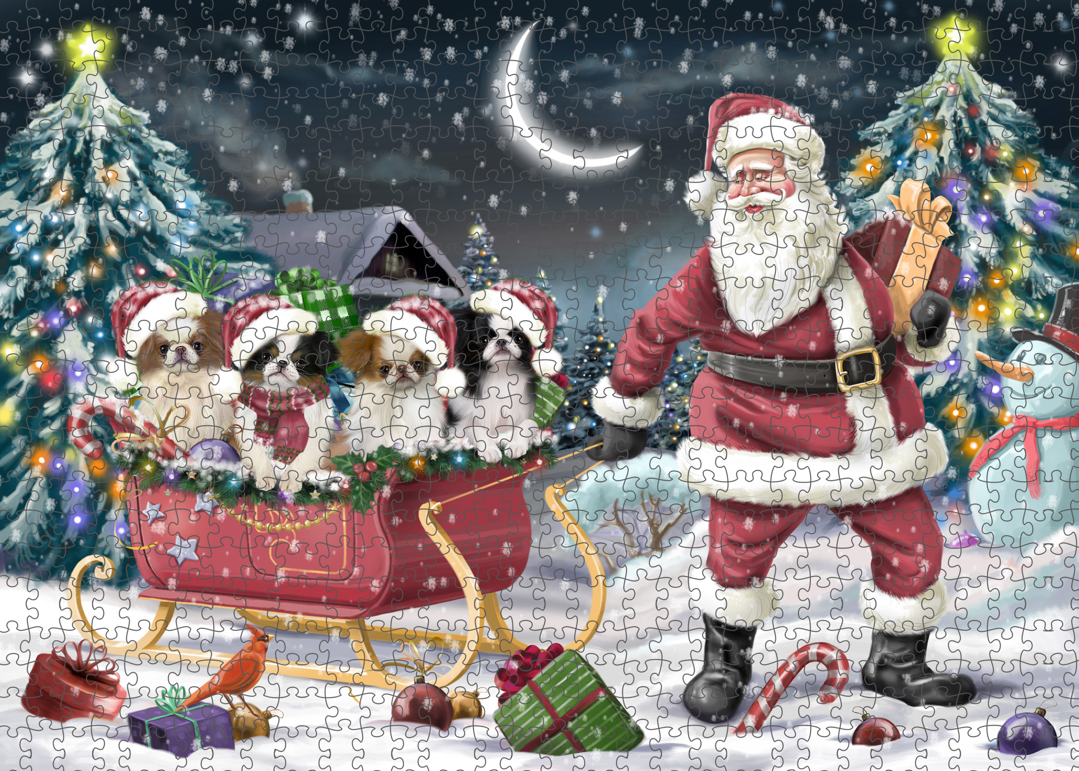Japanese Chin Jigsaw Puzzle for Adults Interlocking Games Christmas Dog Gift NWT - Picture 13 of 41