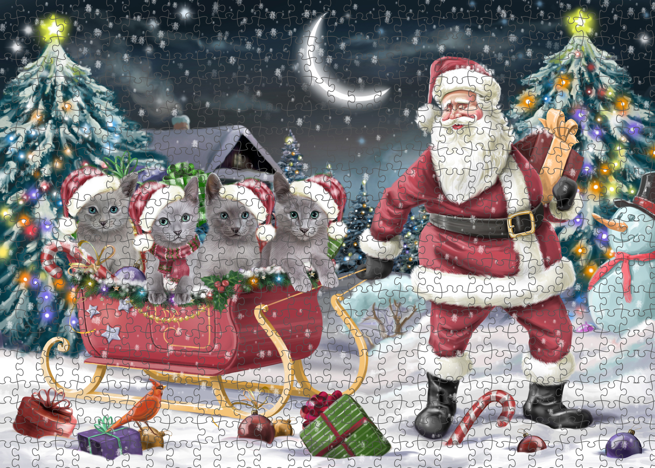 Russian Blue Jigsaw Puzzle for Adults Interlocking Games Christmas Cat Gift NWT - Picture 16 of 49